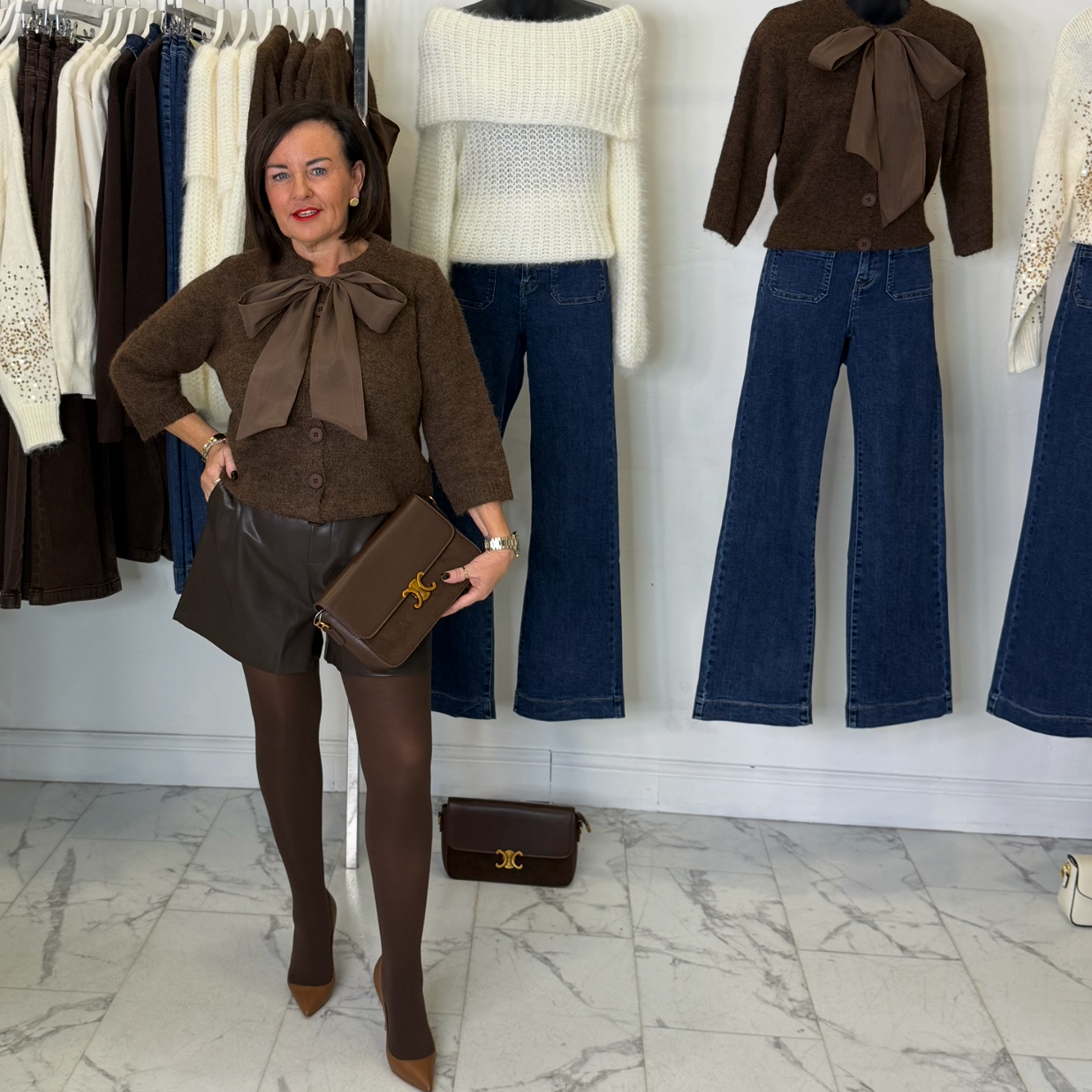 Brown PU Shorts