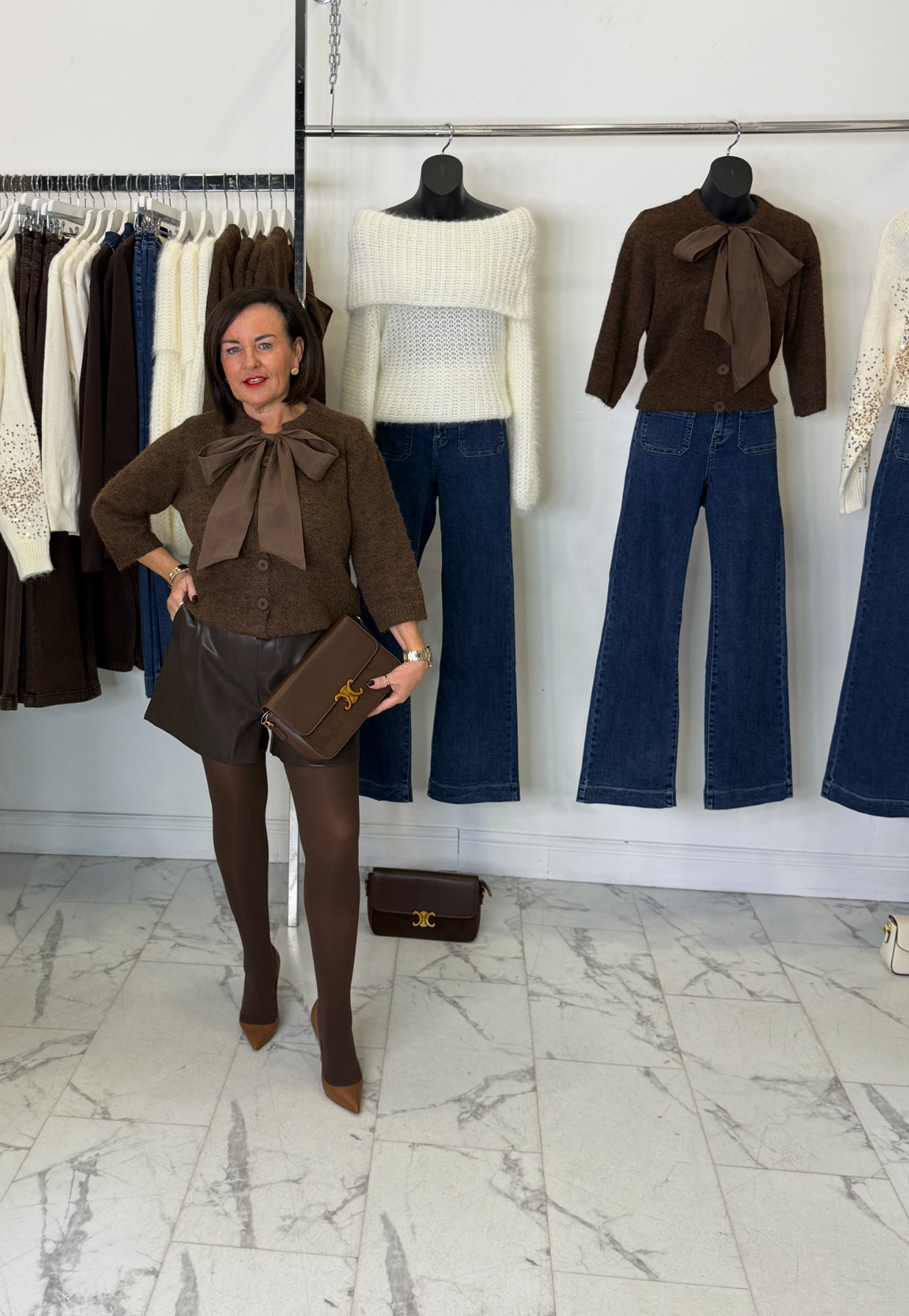 Brown PU Shorts