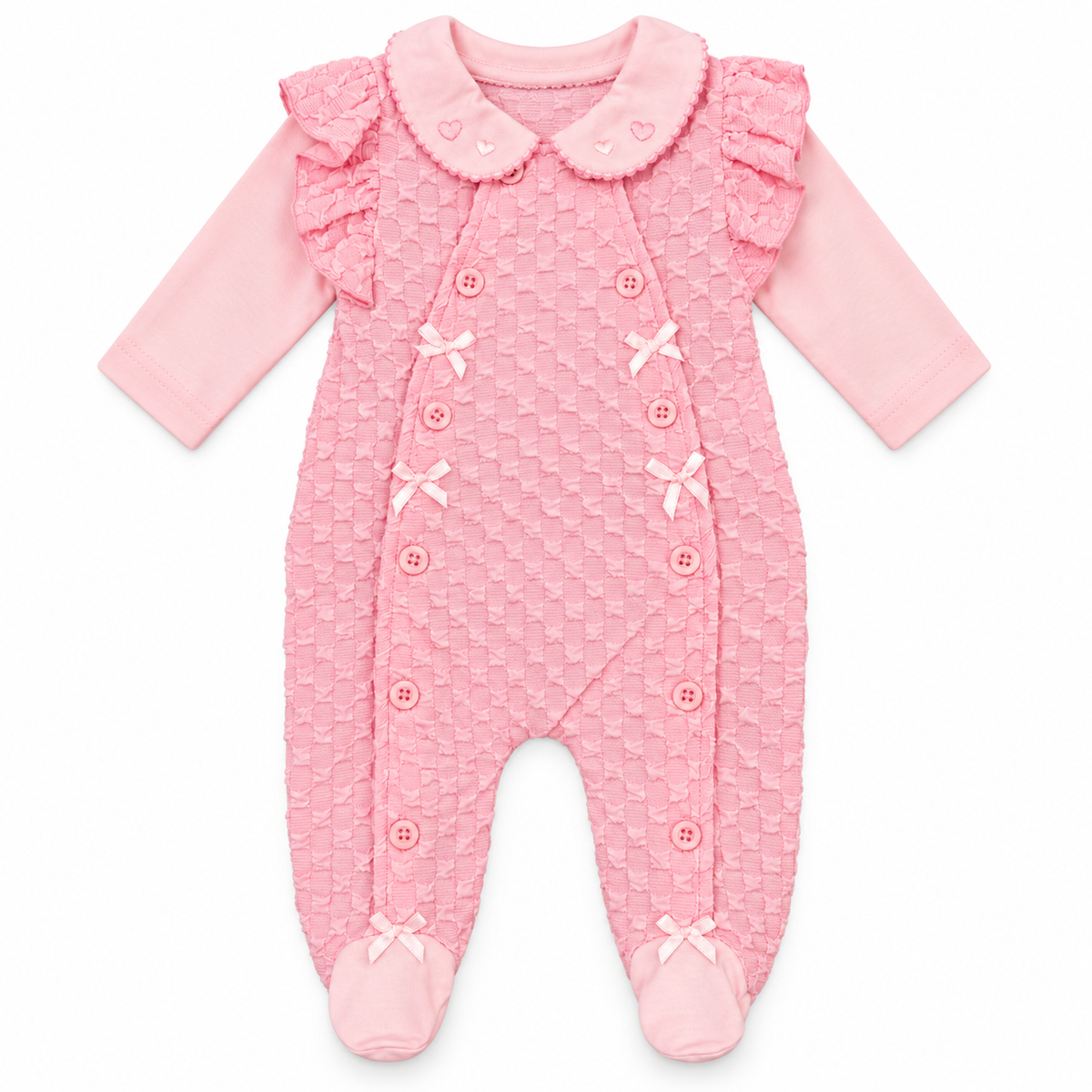 Pink Textured Sleepsuit