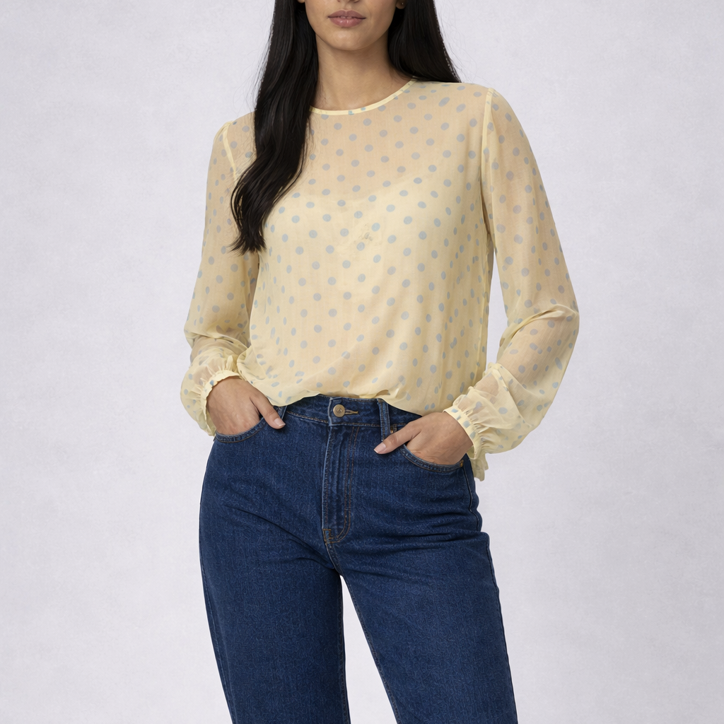 Jane - Polka Dot Mesh Top