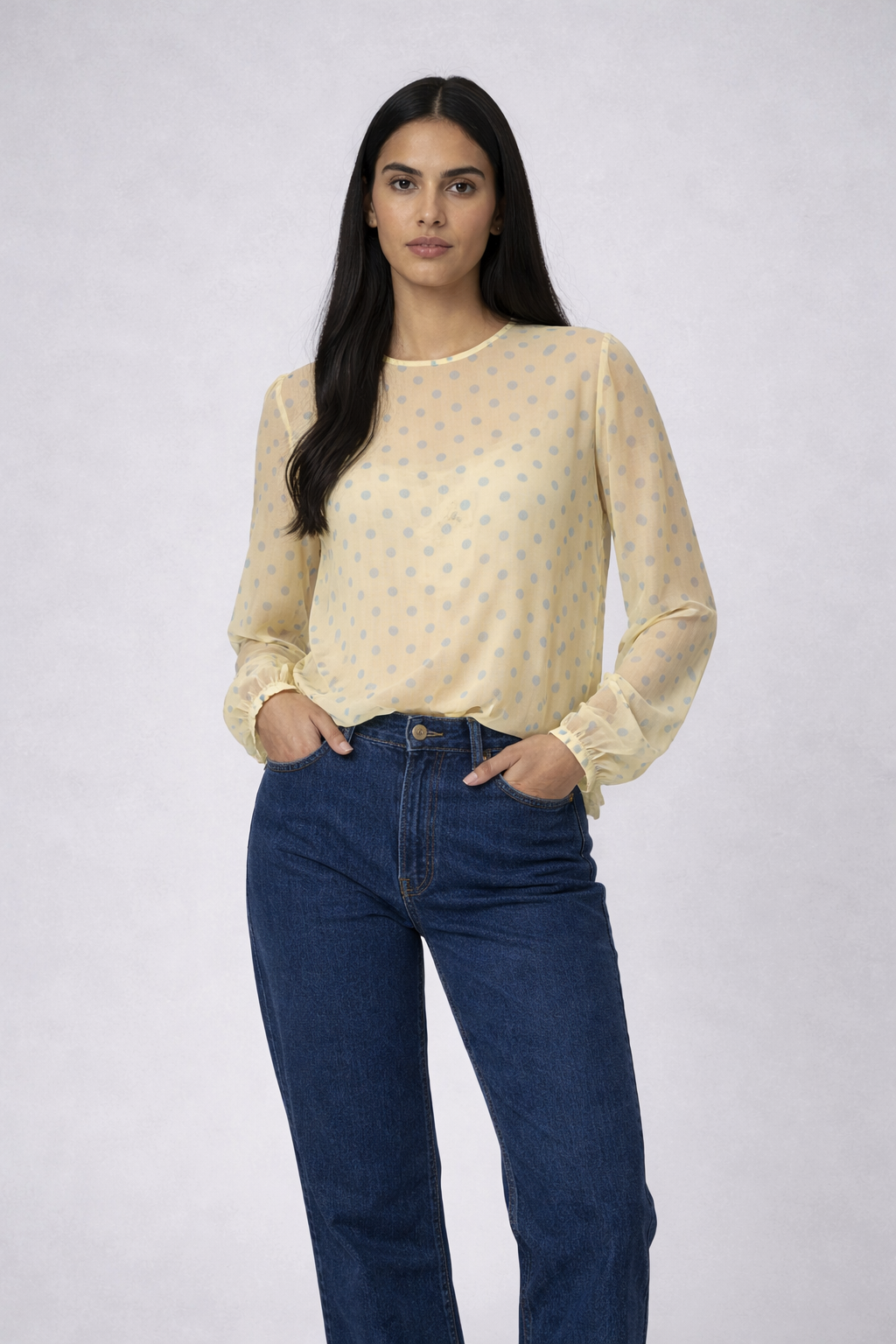 Jane - Polka Dot Mesh Top