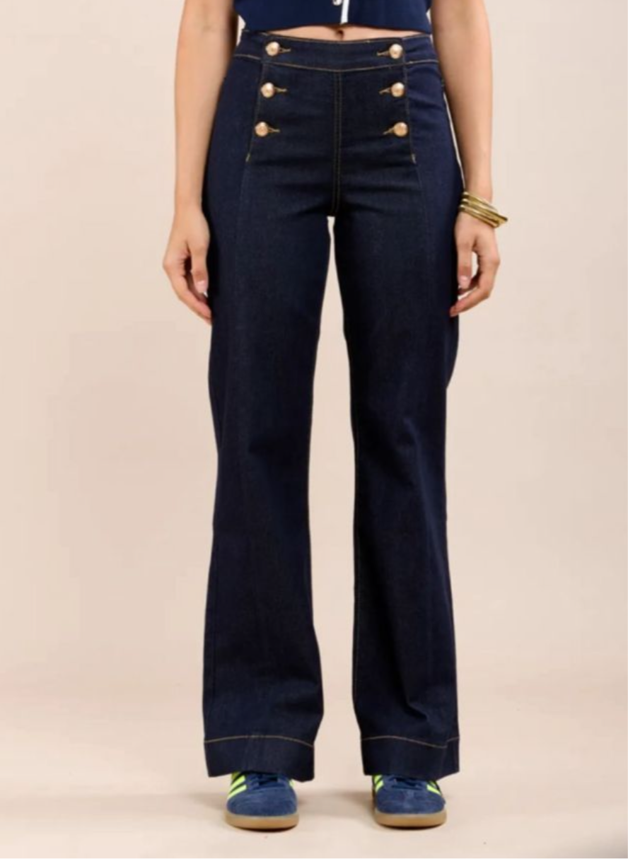 Toxic Gold Button Flare Jean (recommend to size down)
