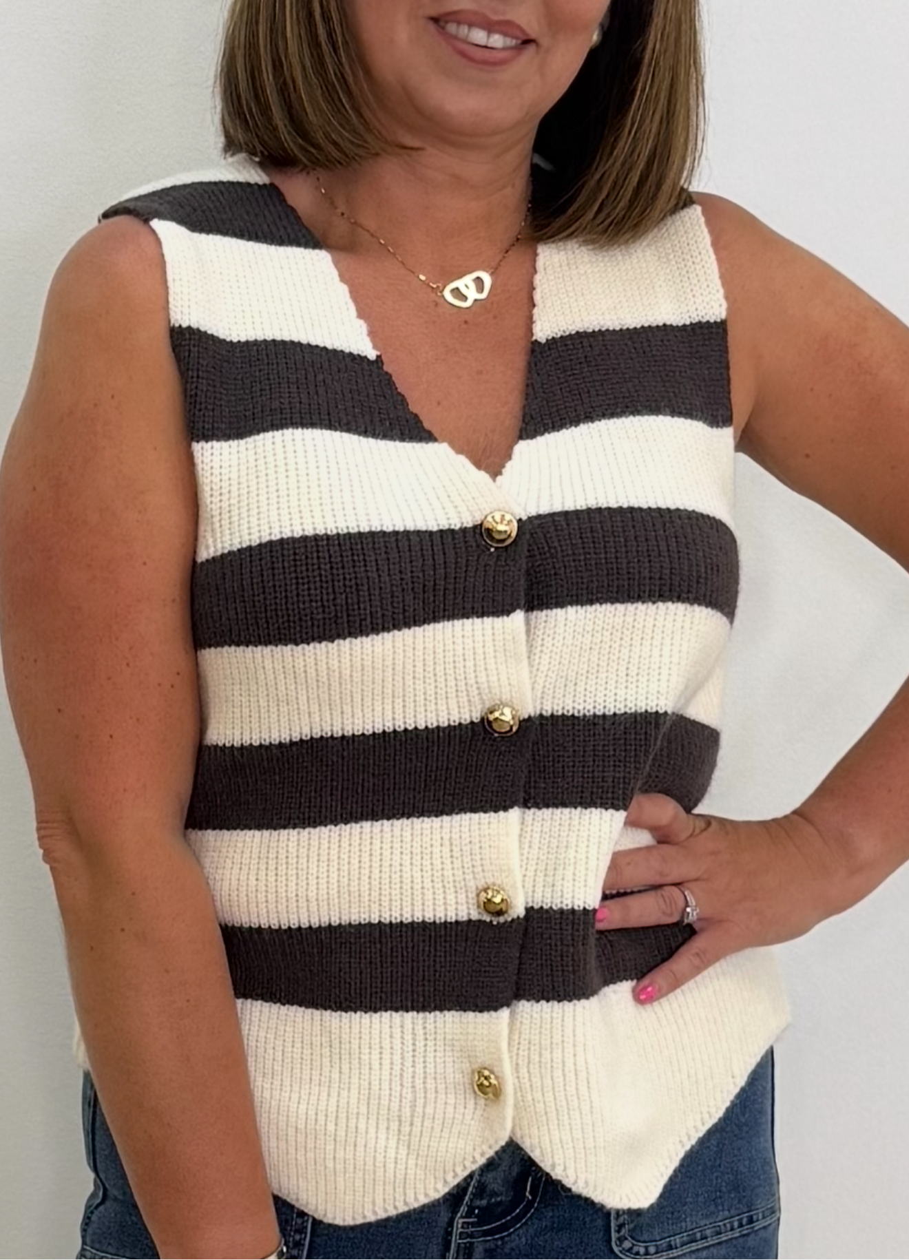 “Bella” Brown Knit Waistcoat