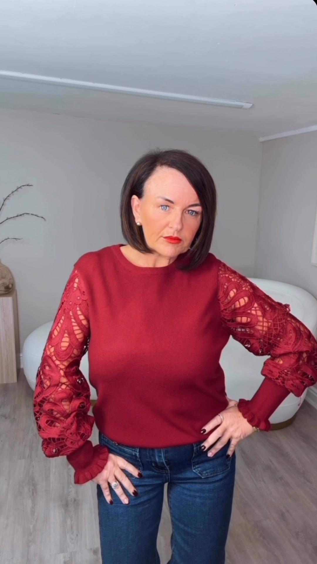 “Amanda” Crochet Sleeve Knit