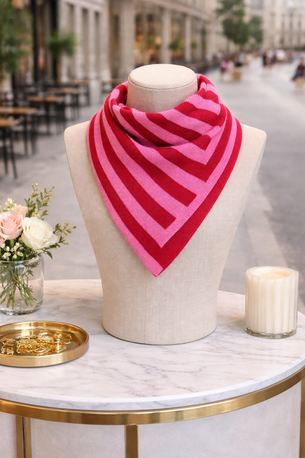 Striped Wool Bandana Scarf
