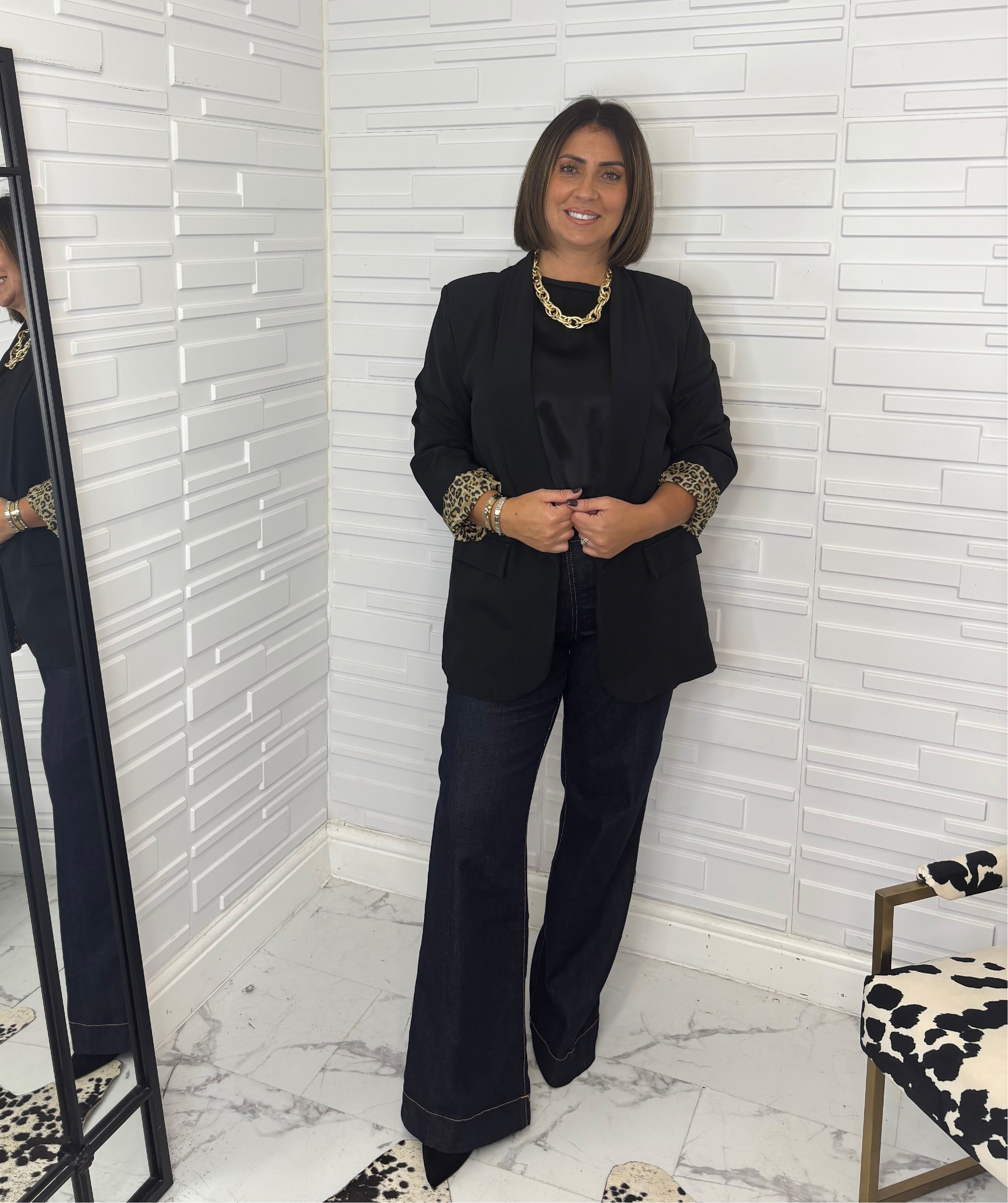 “Jo” Leopard Trim Blazer