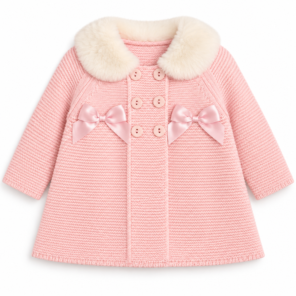 Pink Knitted Coat & Hat Set