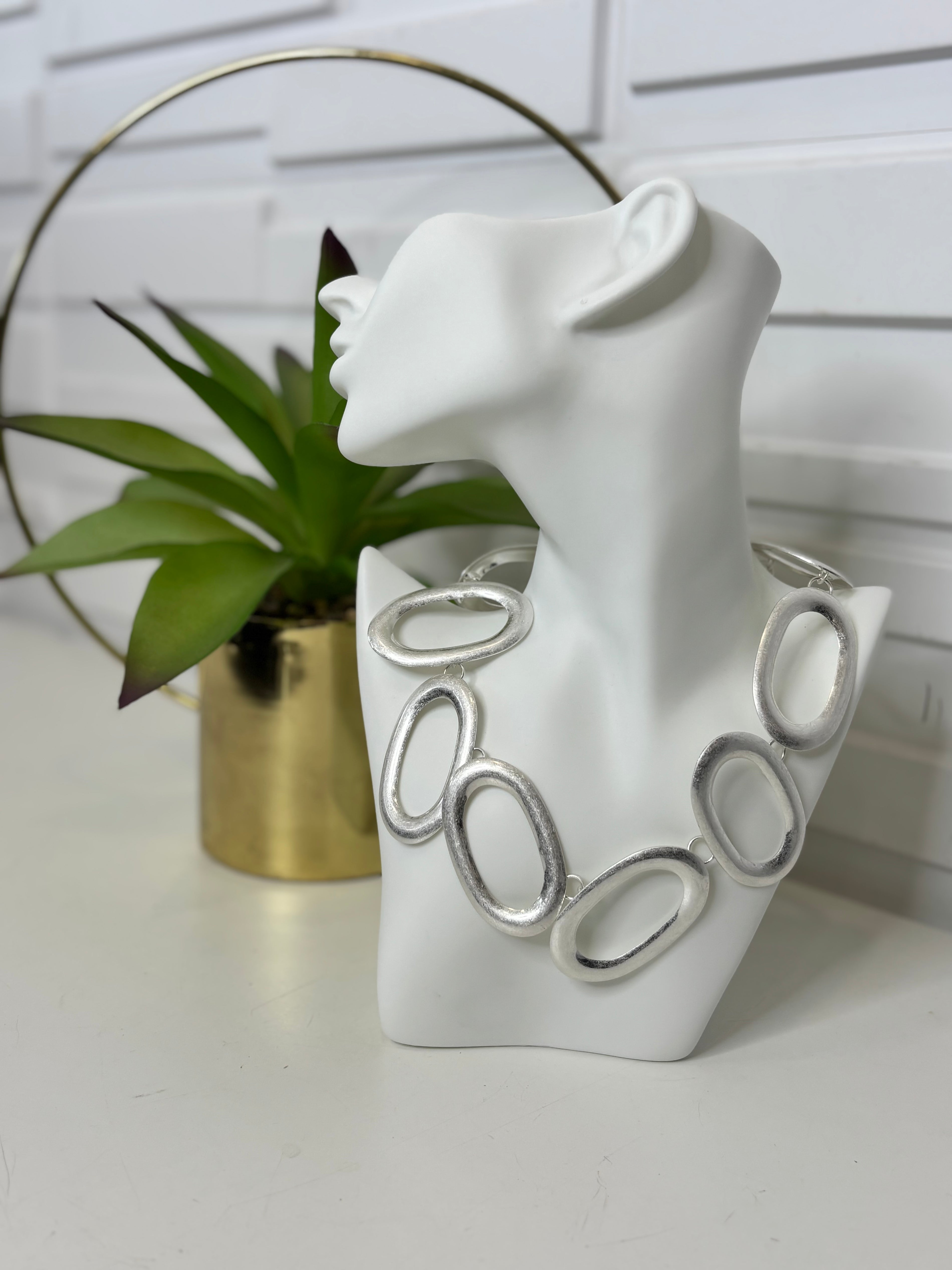 Offset Oval Statement Necklace