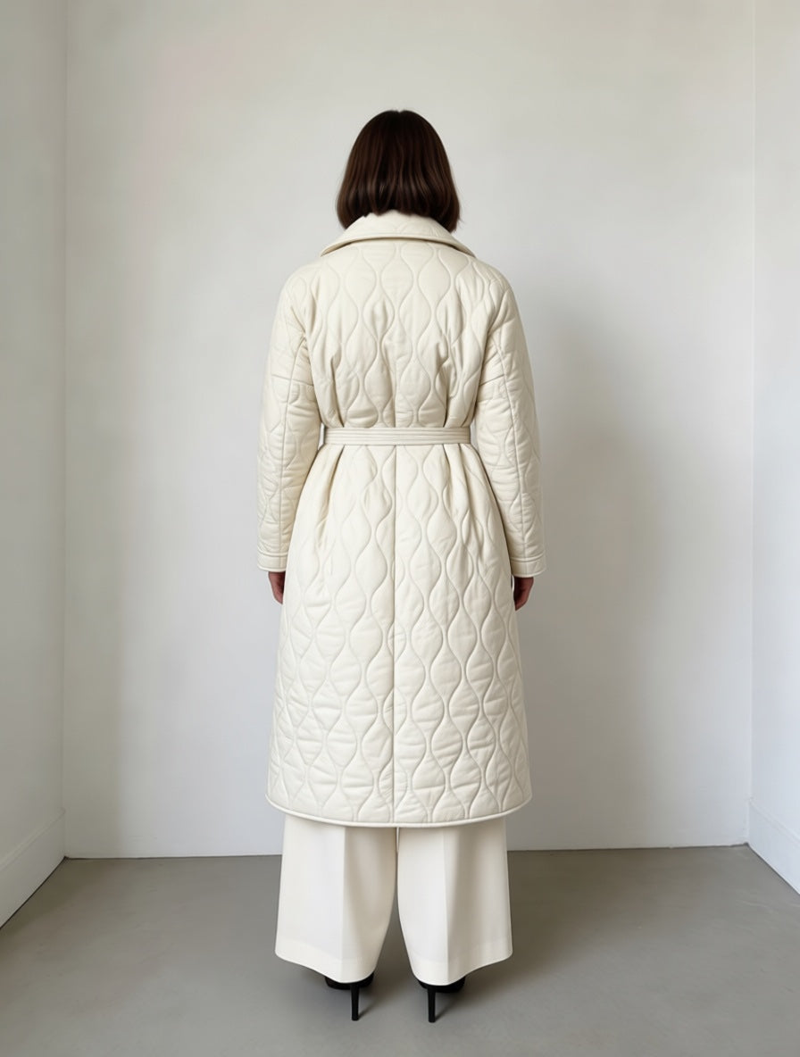 Quilted Belted Midi Coat
