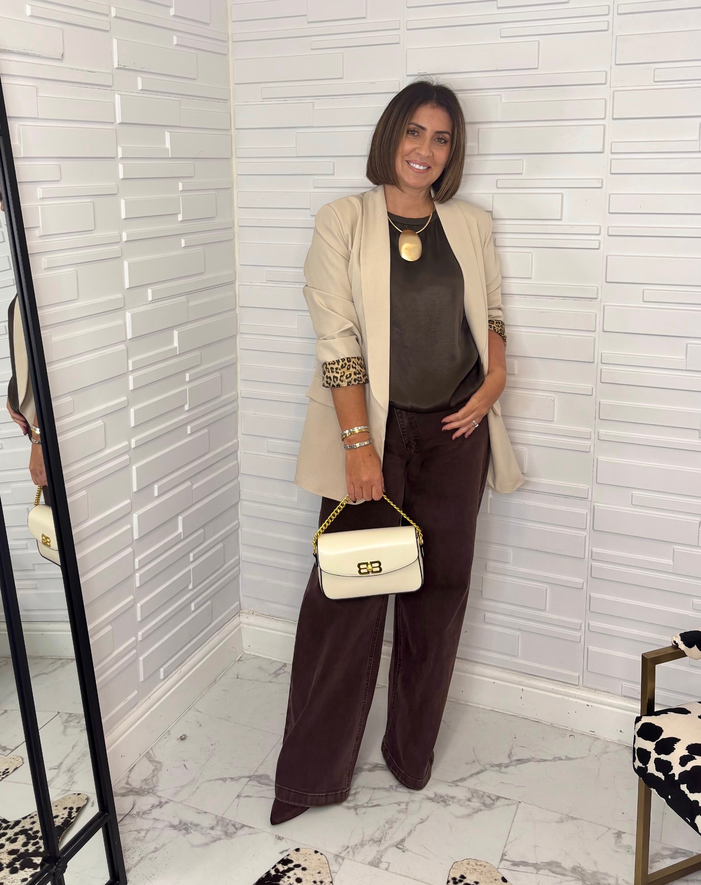 “Jo” Leopard Trim Blazer