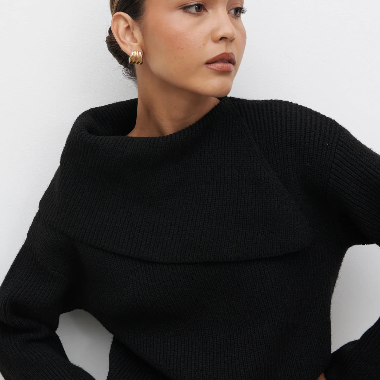 Cassie - Split Collar Knit Jumper