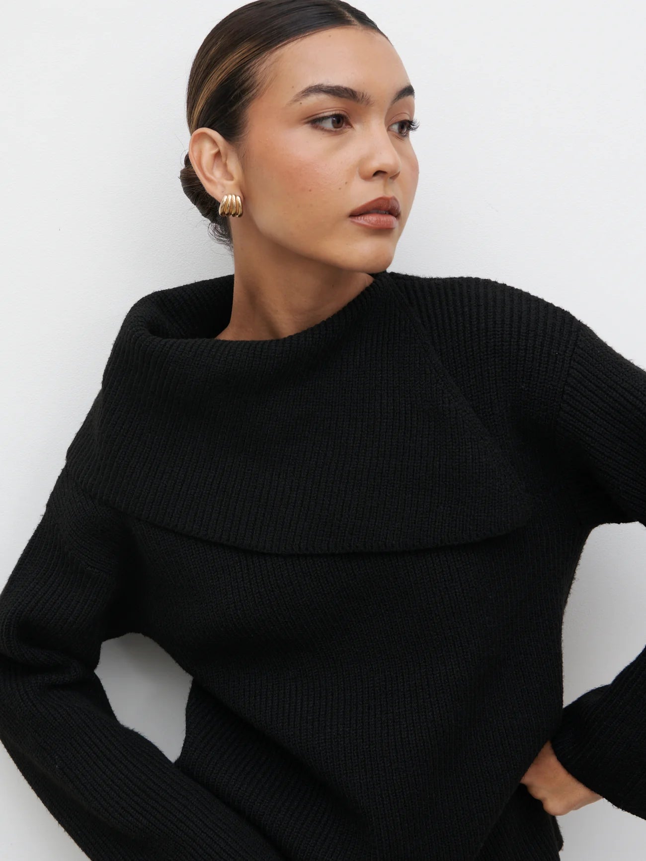Cassie - Split Collar Knit Jumper