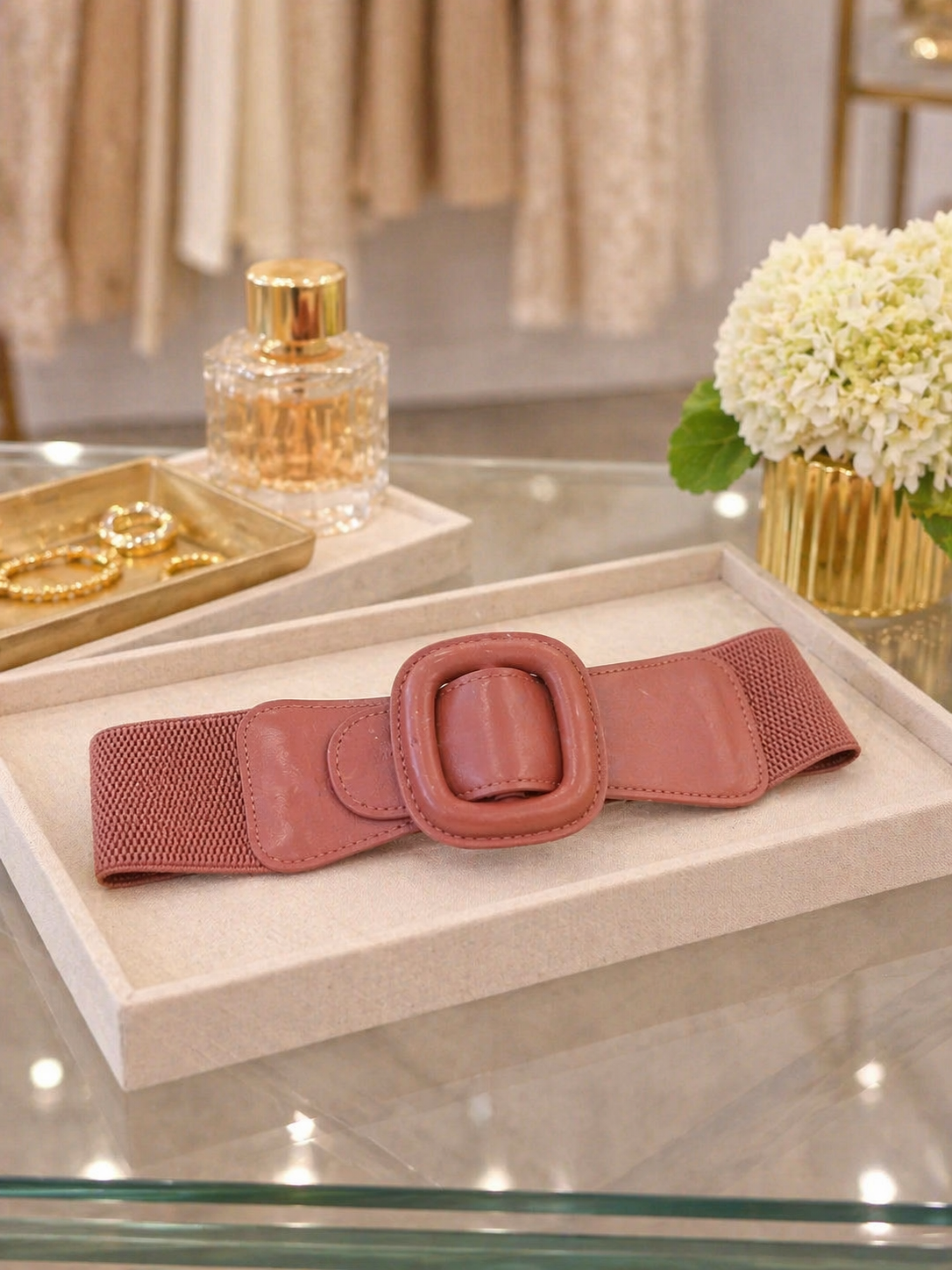 Tan Wide Elastic Waist Belt (Copy)