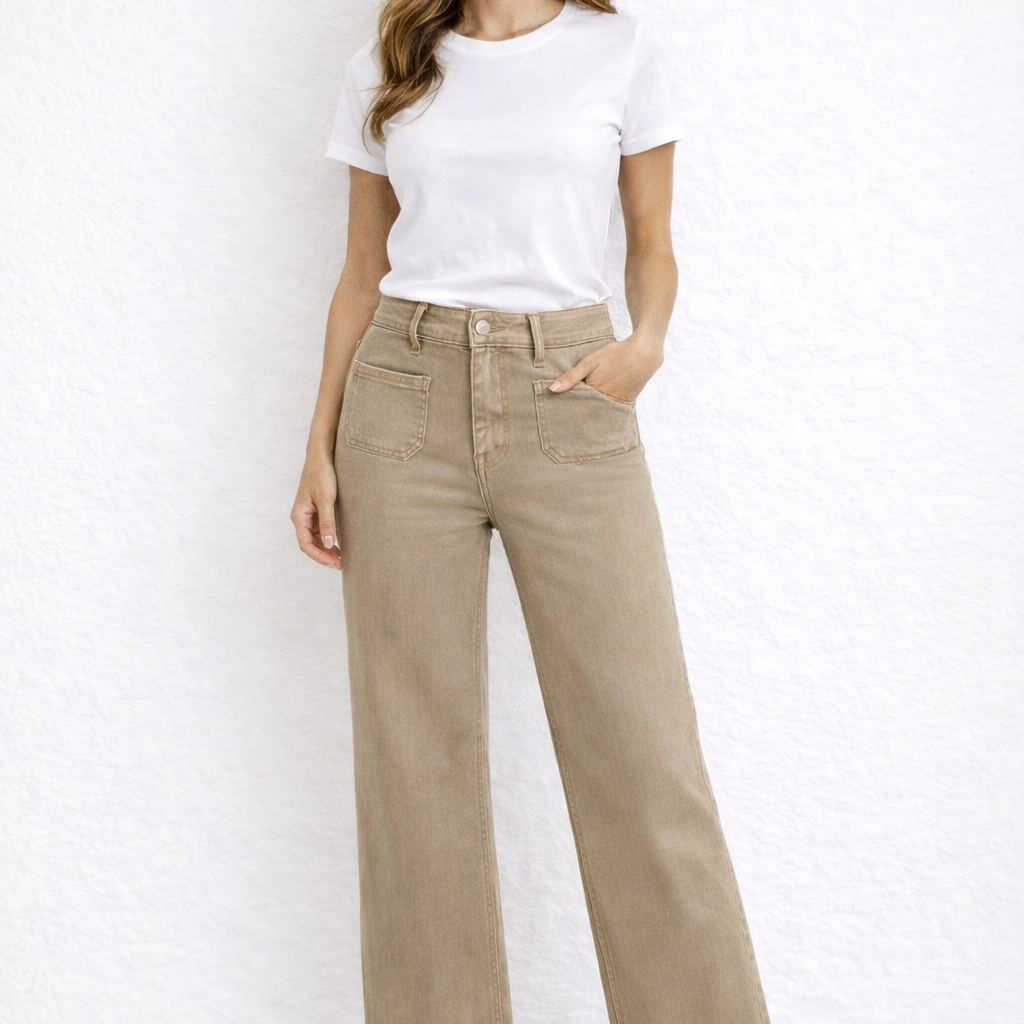 Beige Pocket Jeans