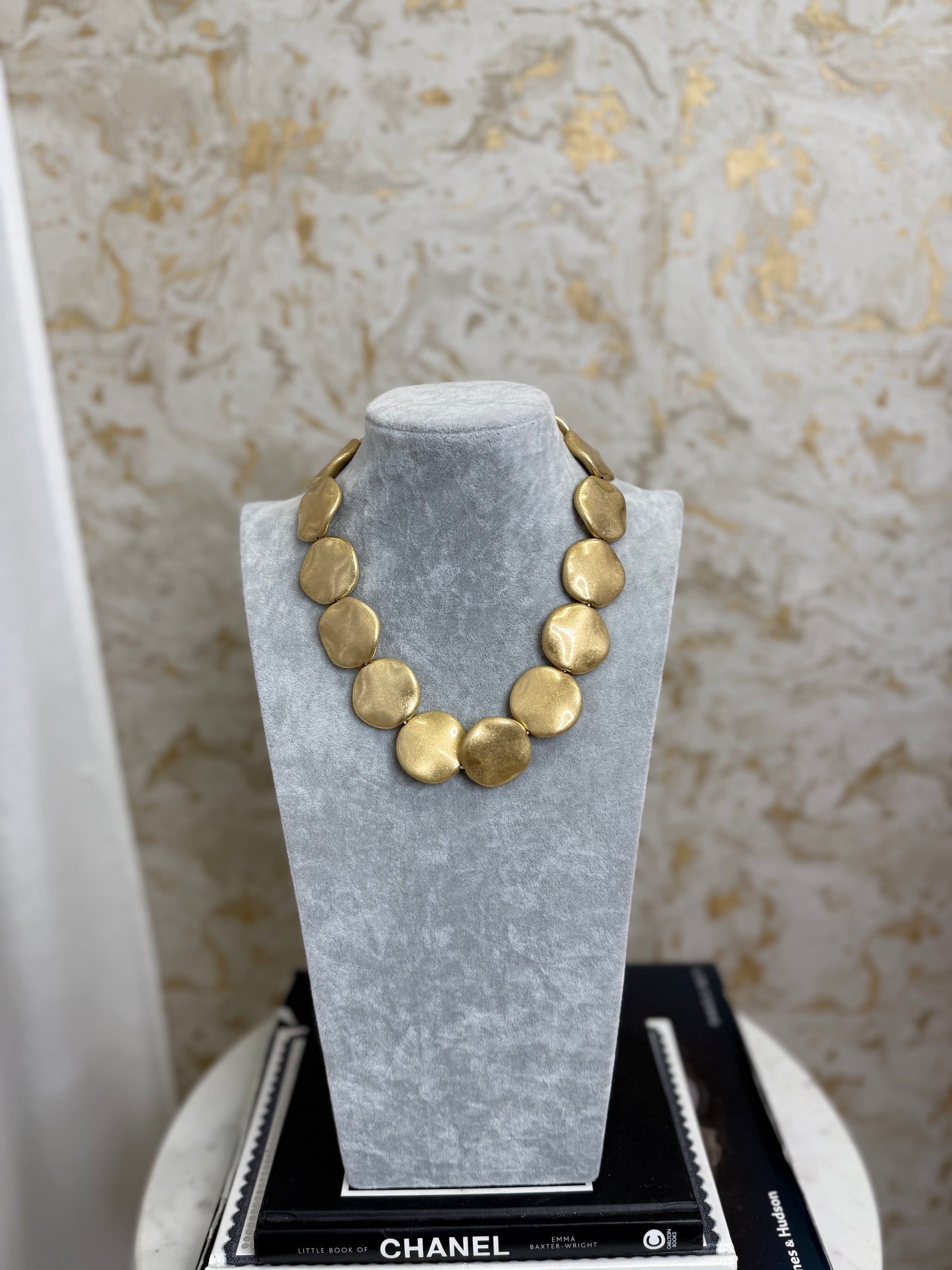 Brushed Metal Pebble Statement Chain