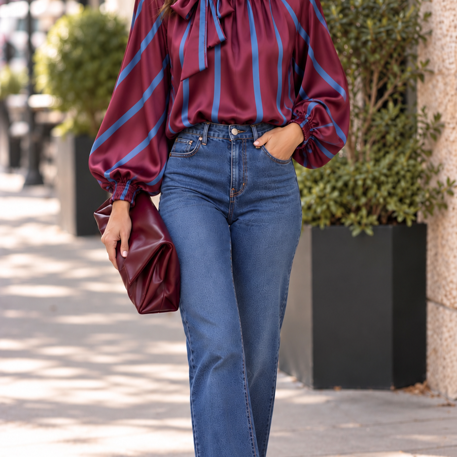 Sue - Satin Pussy Bow Blouse