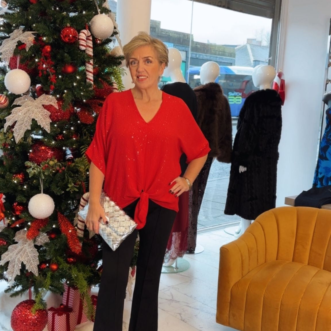 “Evie” Sparkle Tie Top