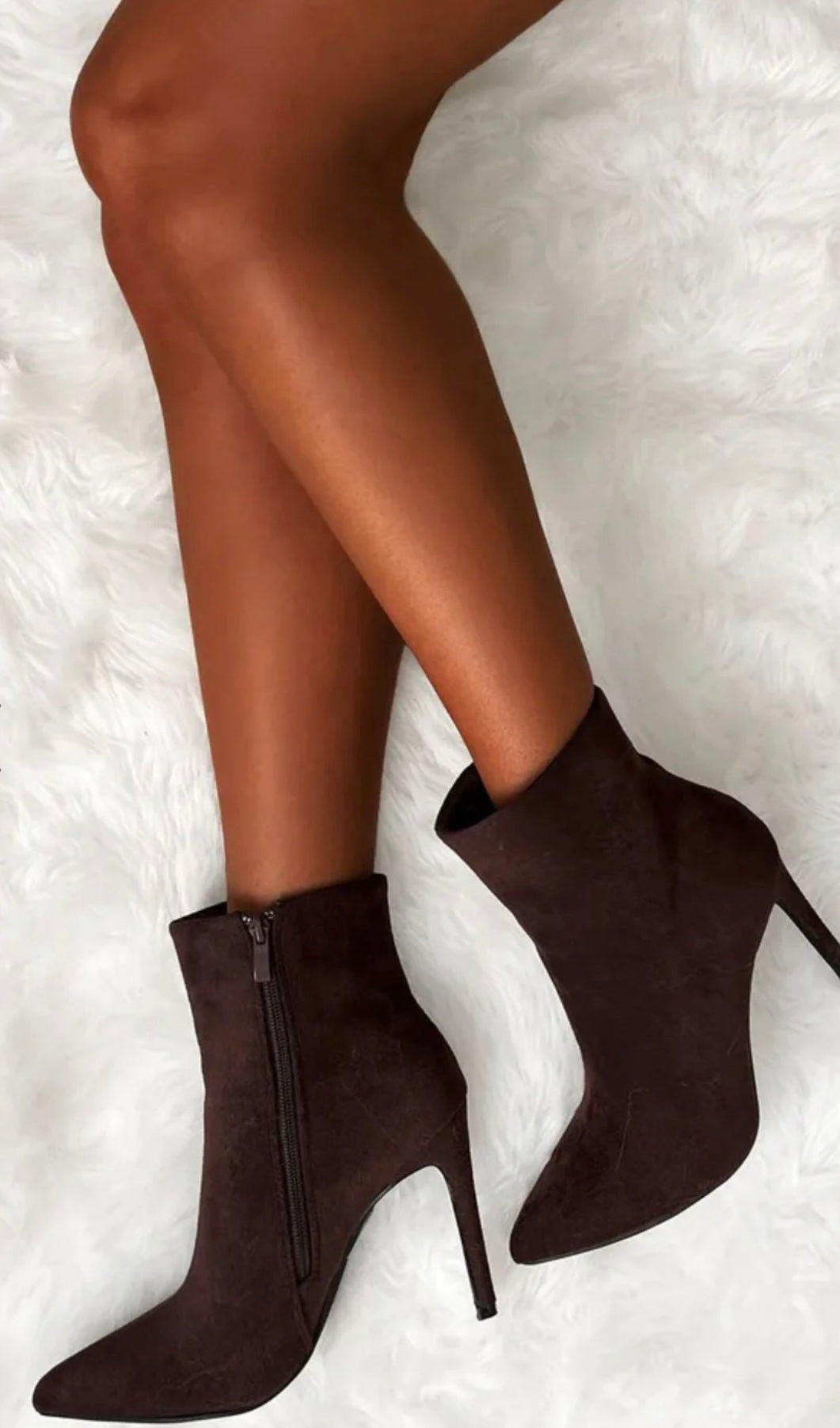 Chocolate Pointed-Toe Stiletto Ankle Boots