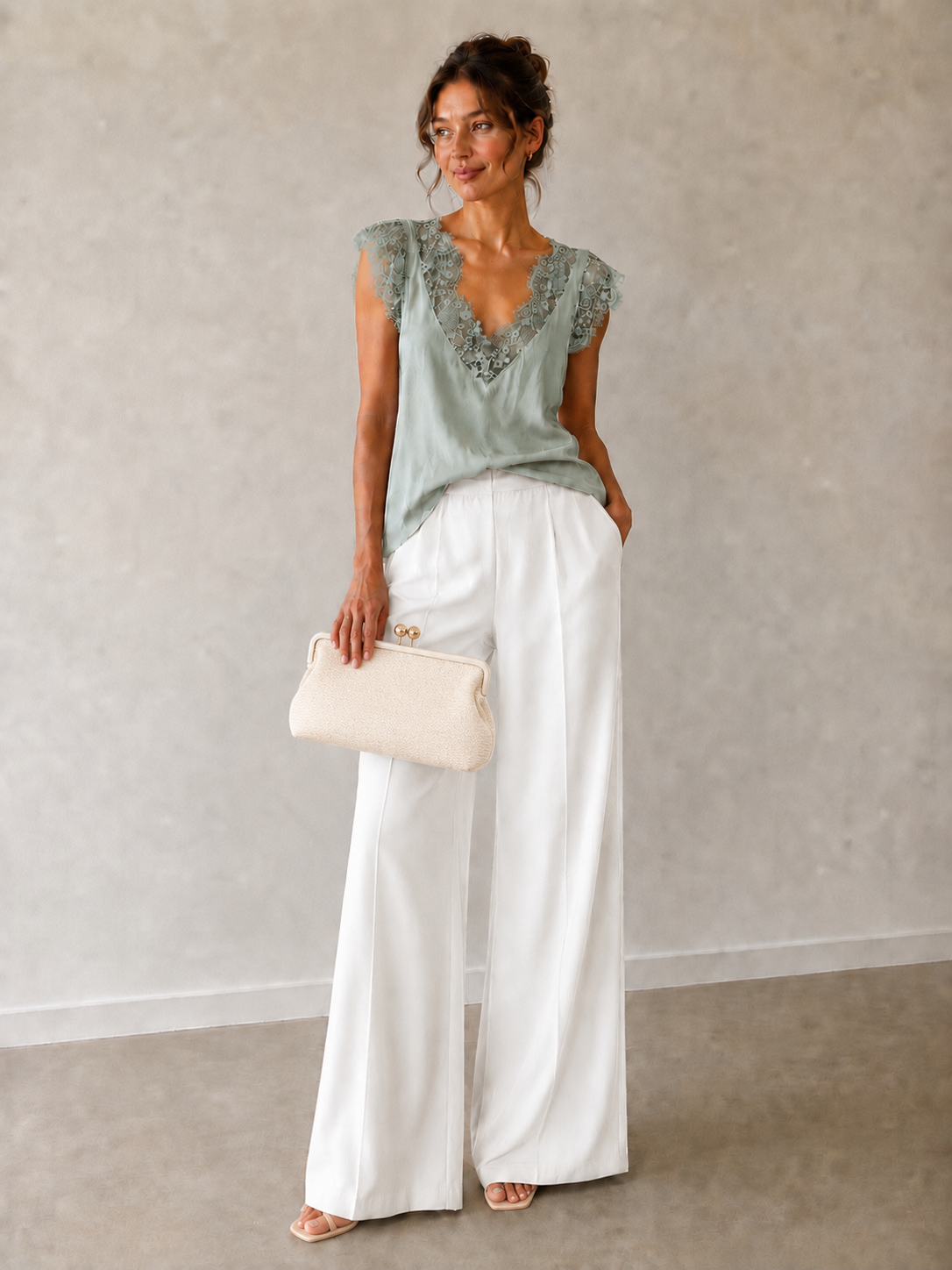 Lou - Lace Trim Satin Cami