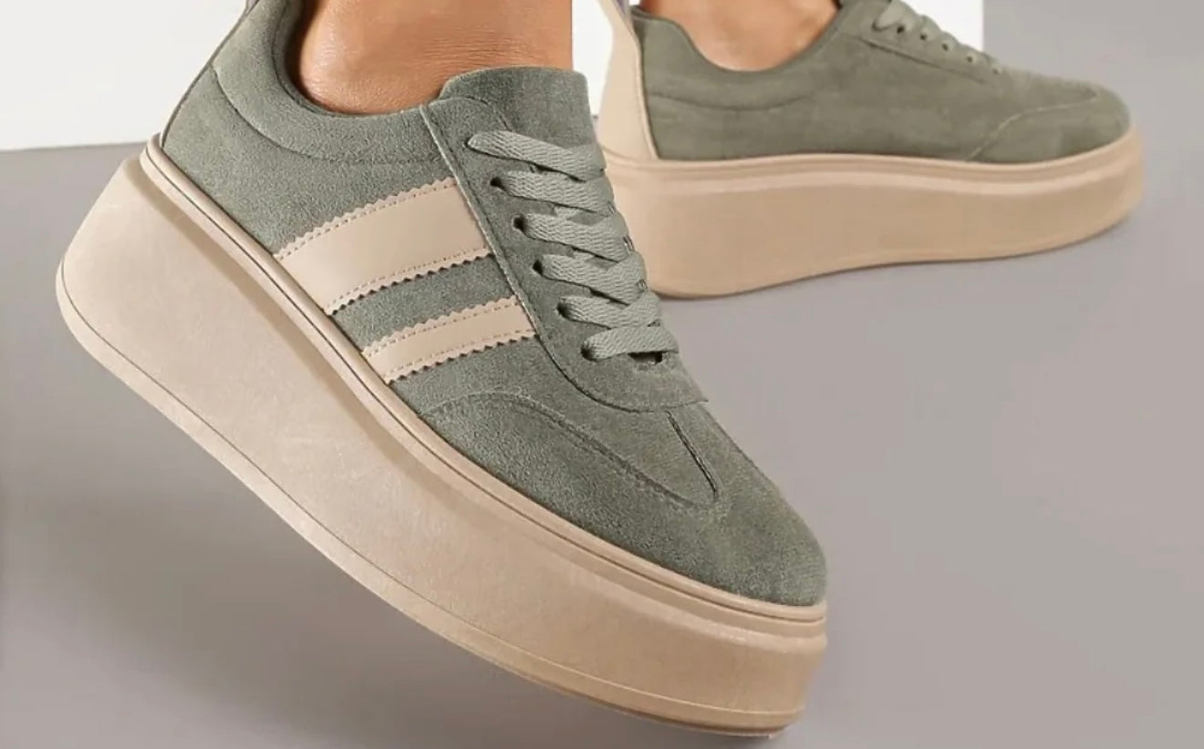 “Tia” Khaki Platform Trainer