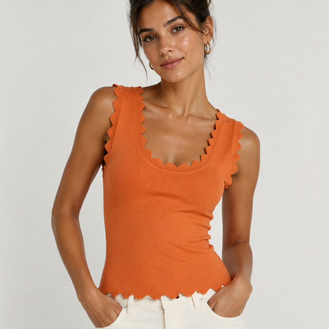 Zoe - Scallop -  Fine Knit Vest