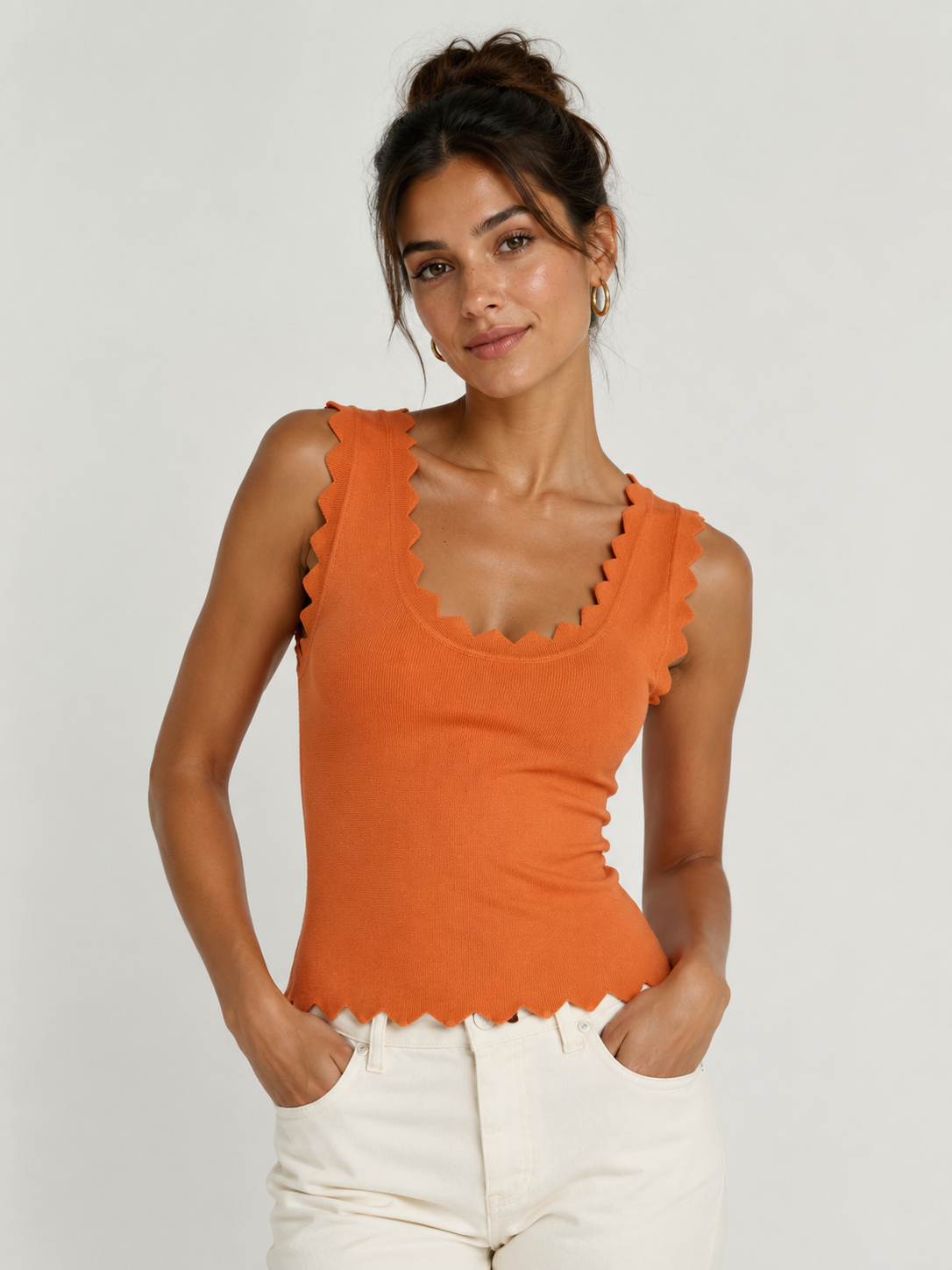 Zoe - Scallop -  Fine Knit Vest