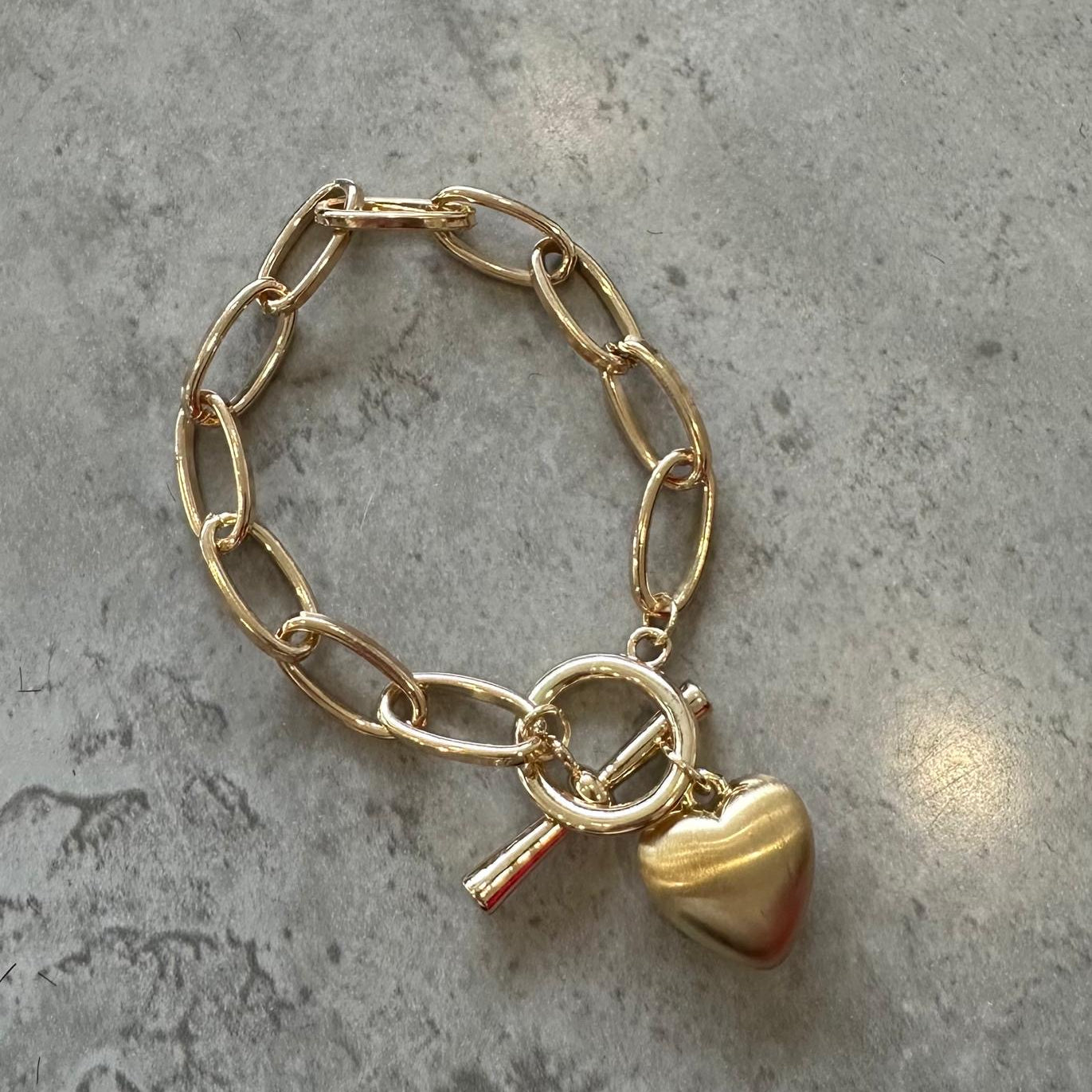 Gold Chunky Heart Bracelet