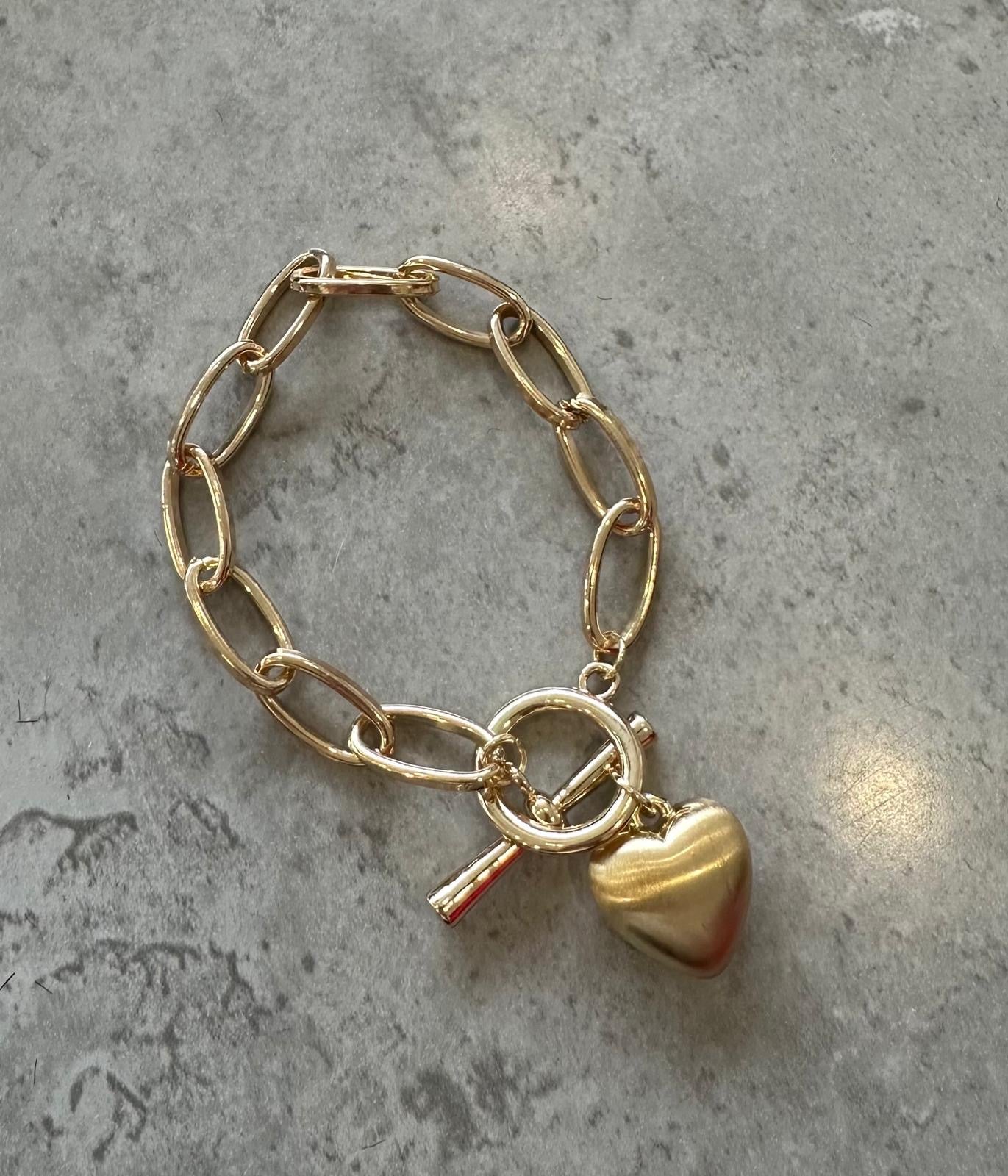 Gold Chunky Heart Bracelet