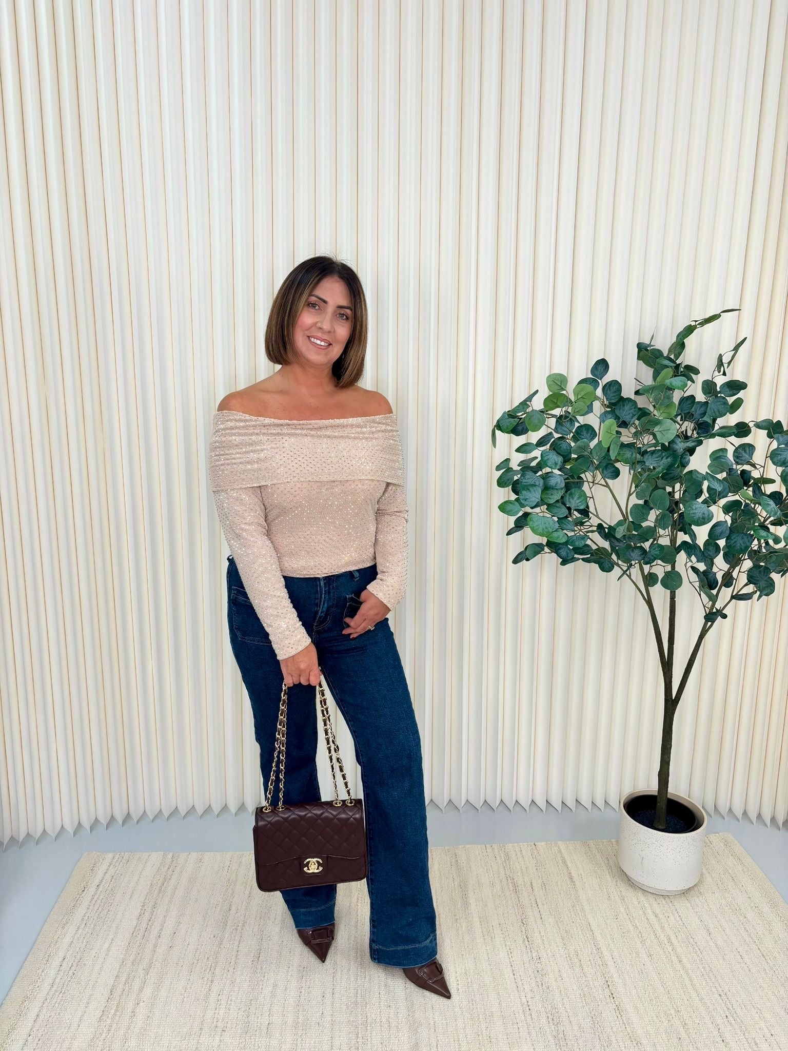 “Tilly” Bardot Sparkle Top
