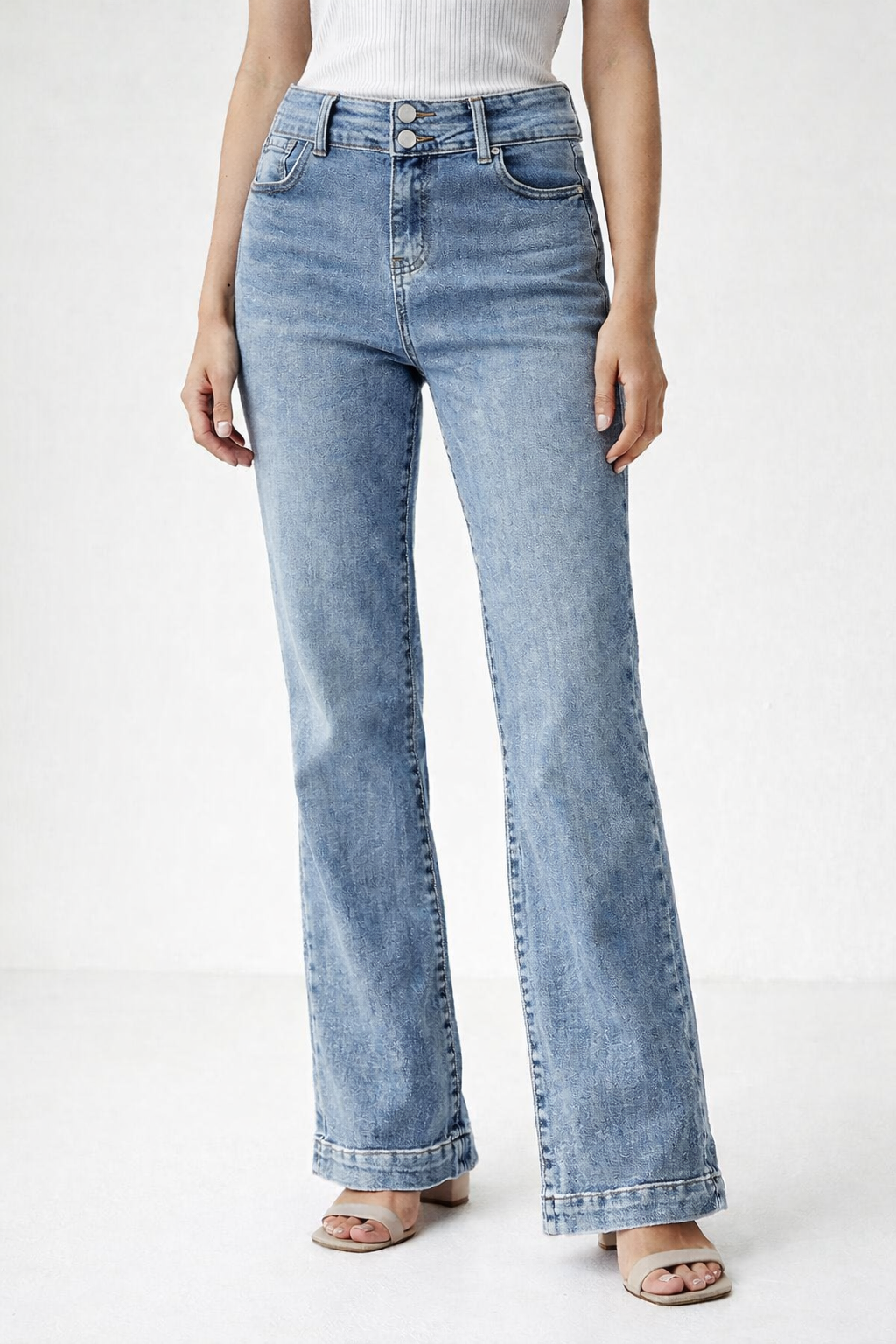 High Rise Wide Leg Light Wash Denim