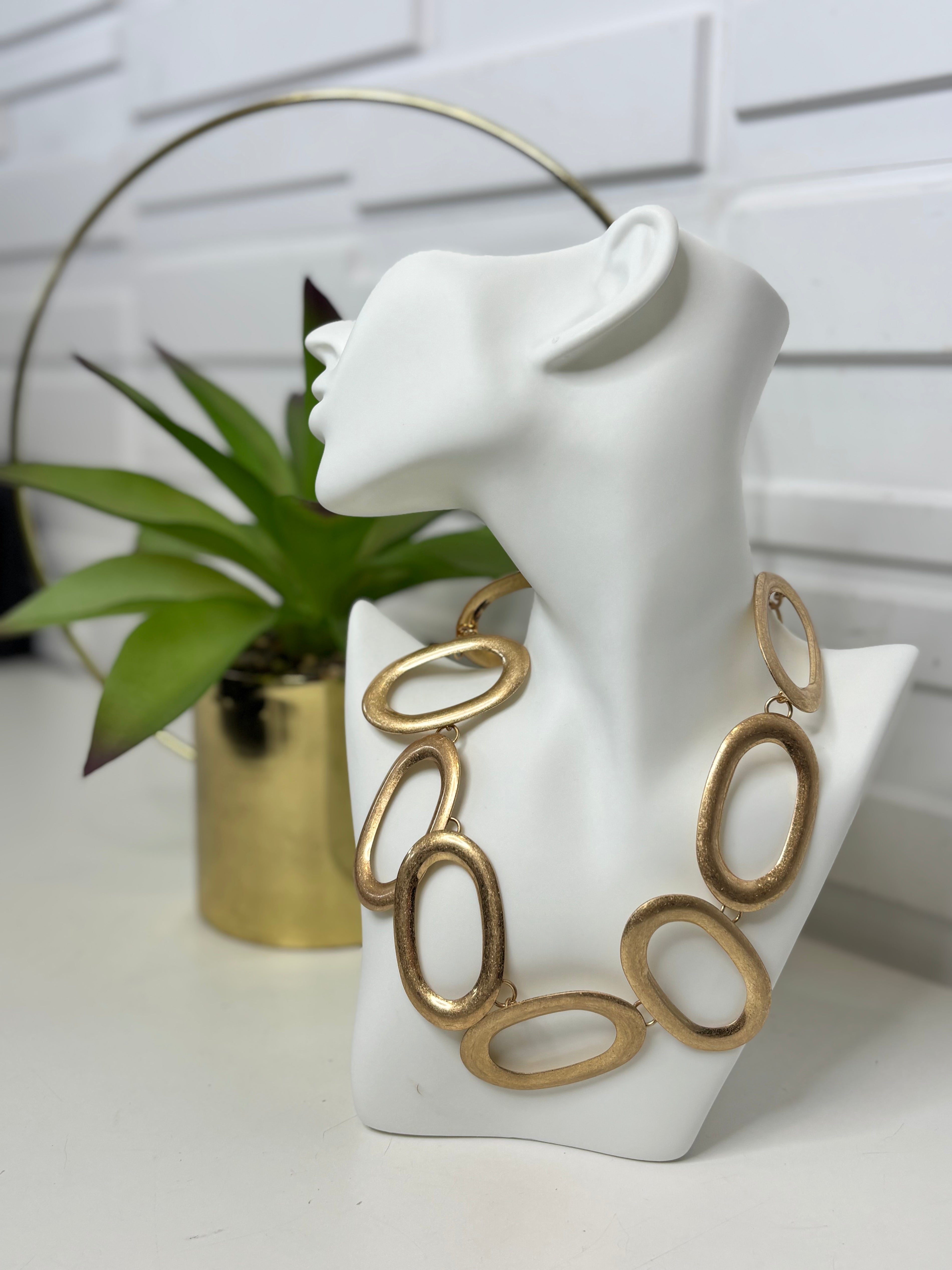 Offset Oval Statement Necklace