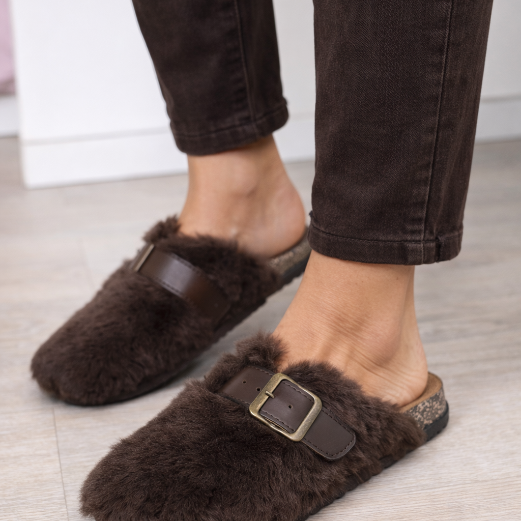 Chocolate Faux Fur Mule (Recommend Size Up)