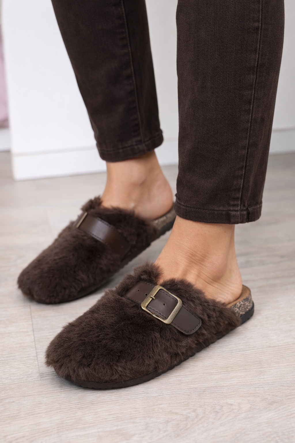 Chocolate Faux Fur Mule (Recommend Size Up)