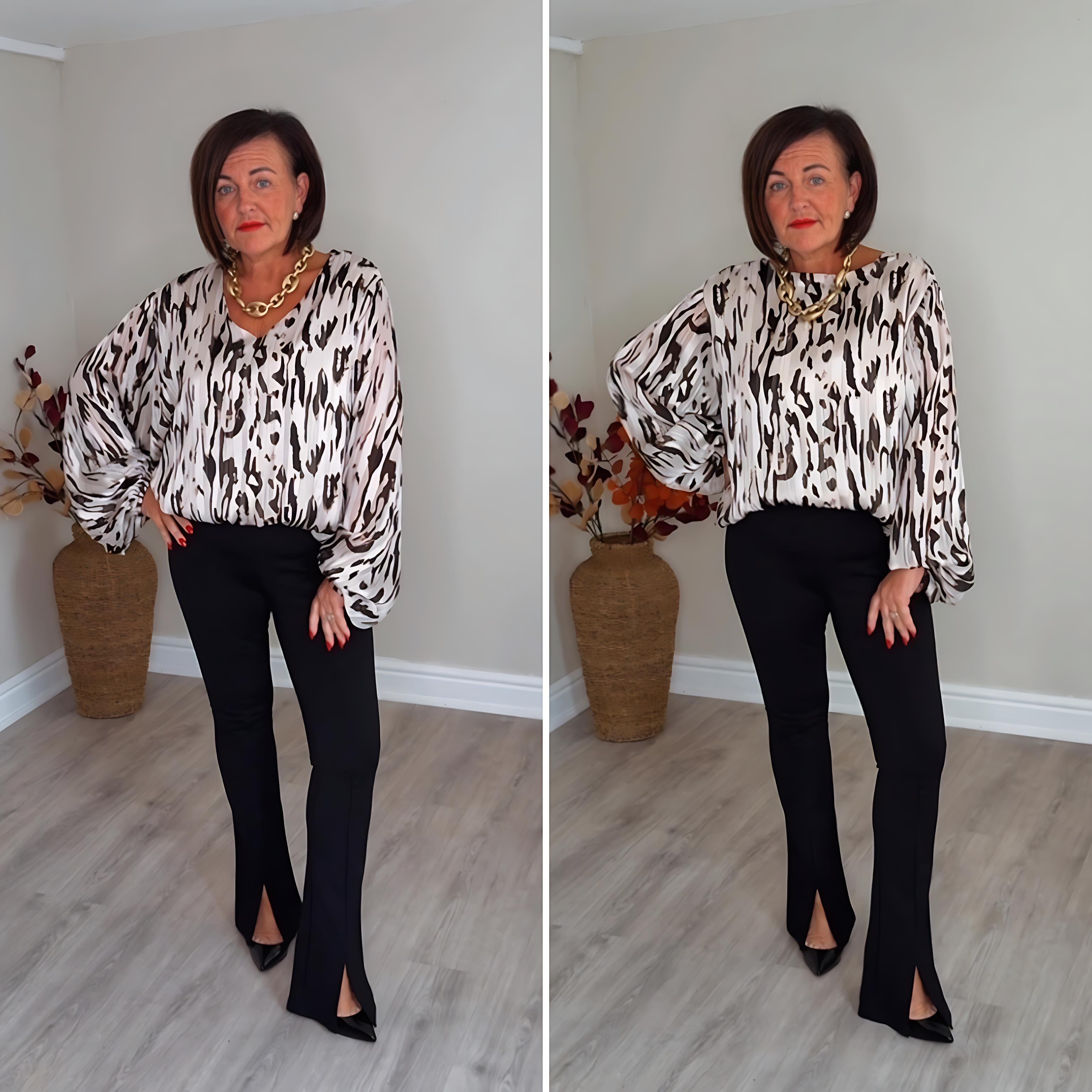“Lexie” Animal Print Top with Metallic Thread