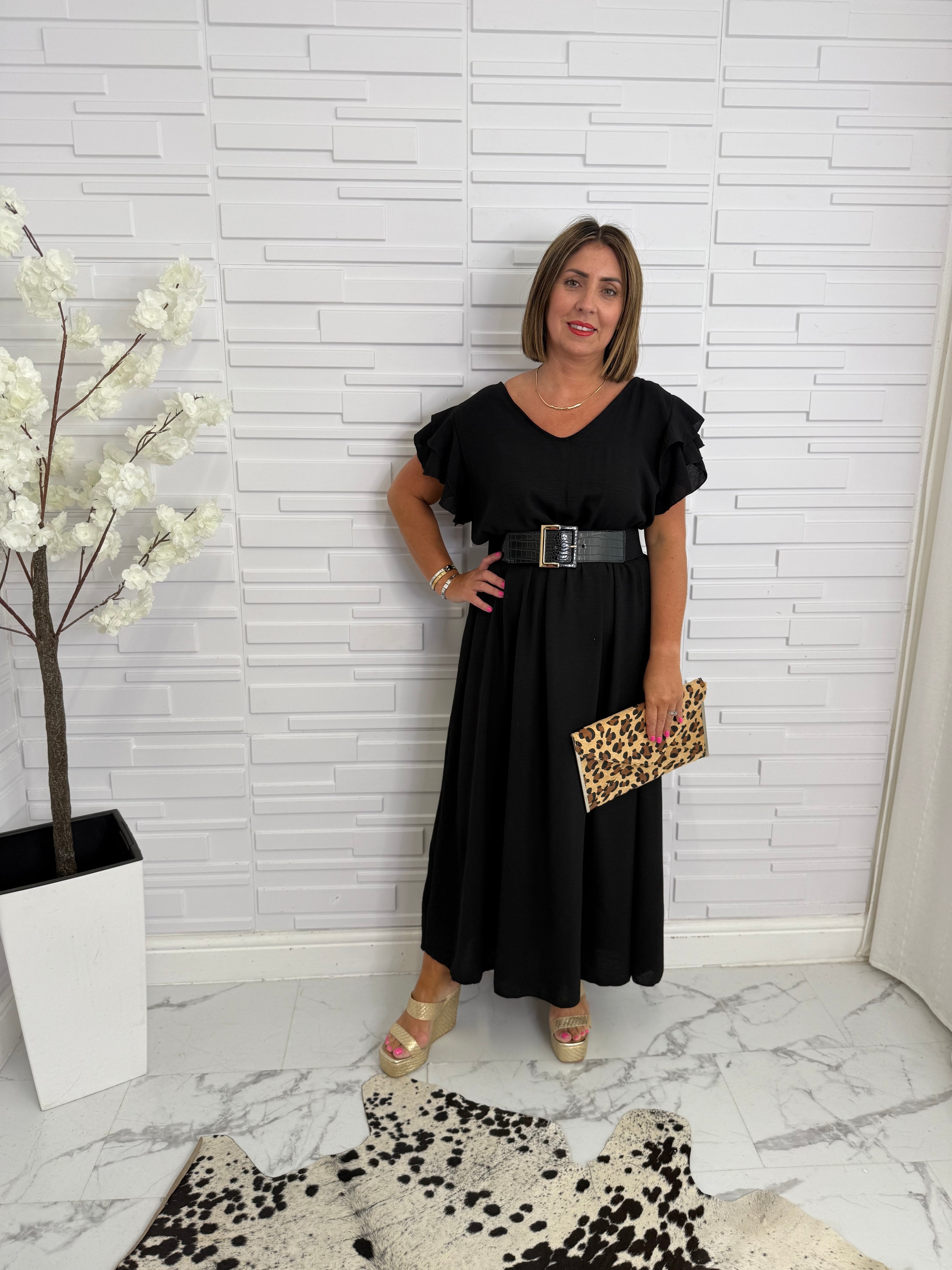 “Gail” Flutter Sleeve Dress