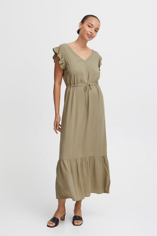 Frill Sleeve Tiered Dress by b.young