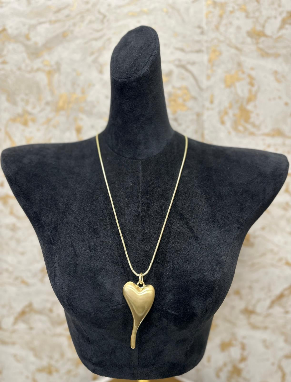 Long Necklace with Statement Heart