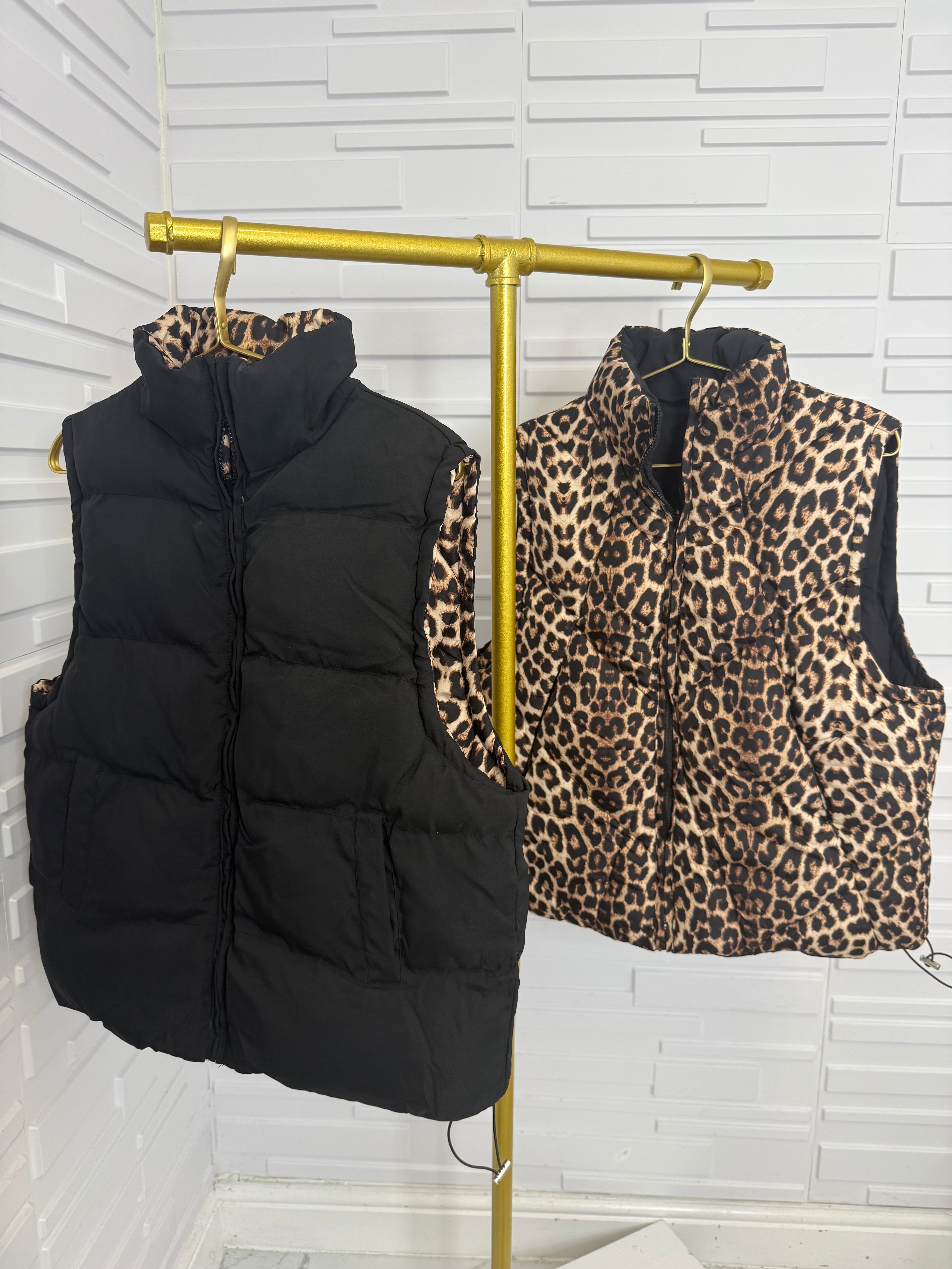 “Lottie” Reversible Leopard Gillet