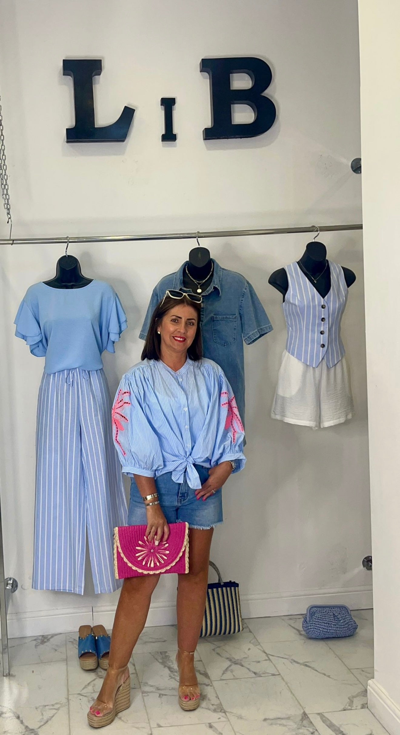 “Paulette” Gingham Shirt with Pam Tree Detail