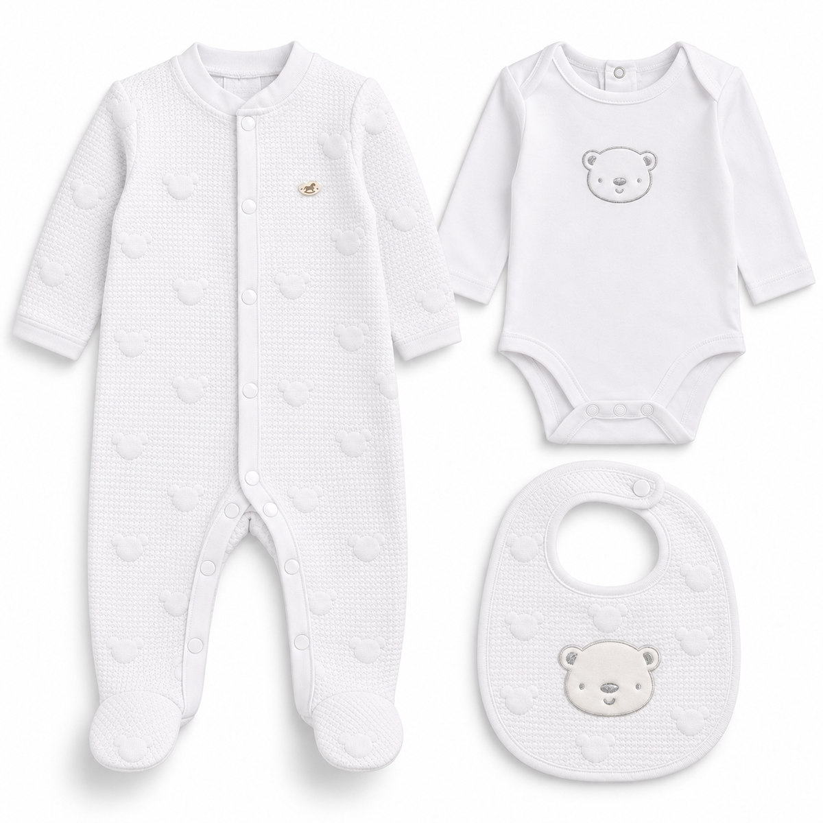 White Teddy 3pc Set