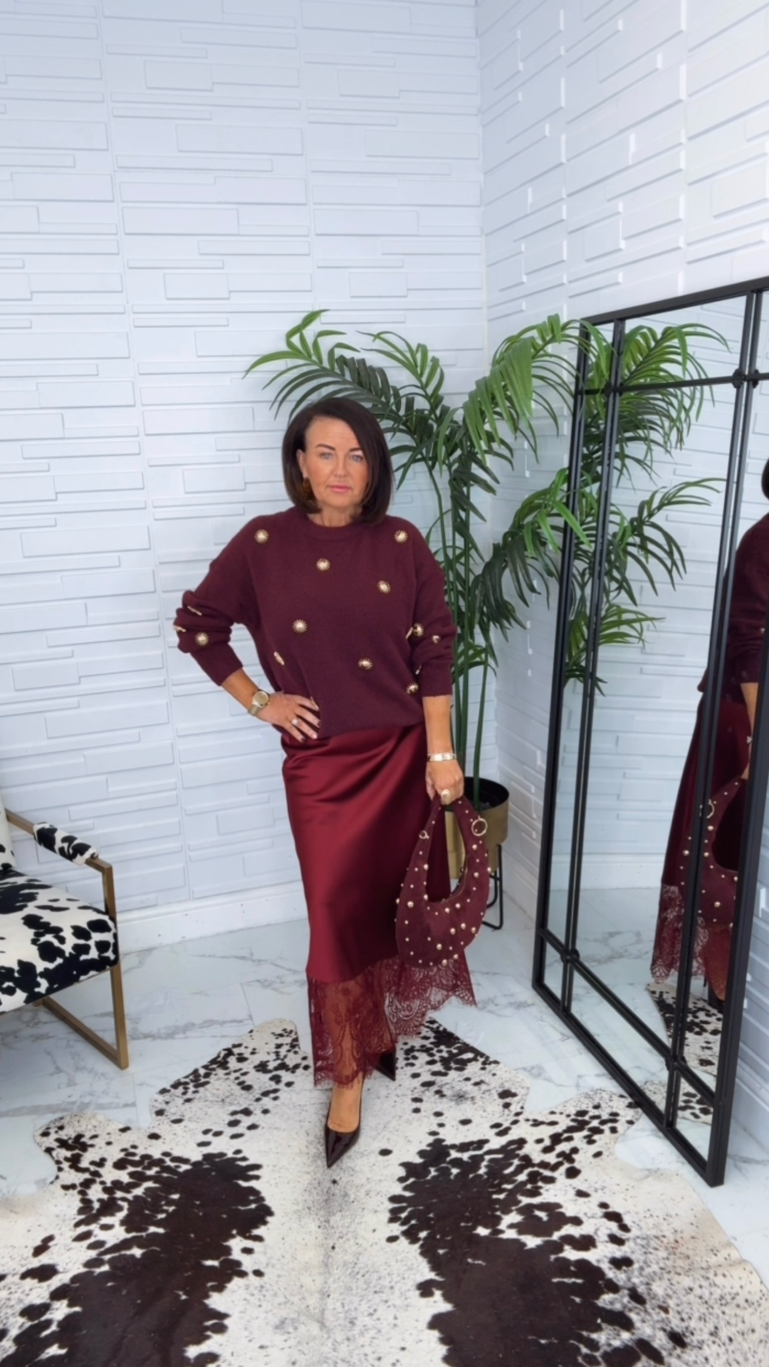 “Amber” Satin & Lace Bias Skirt