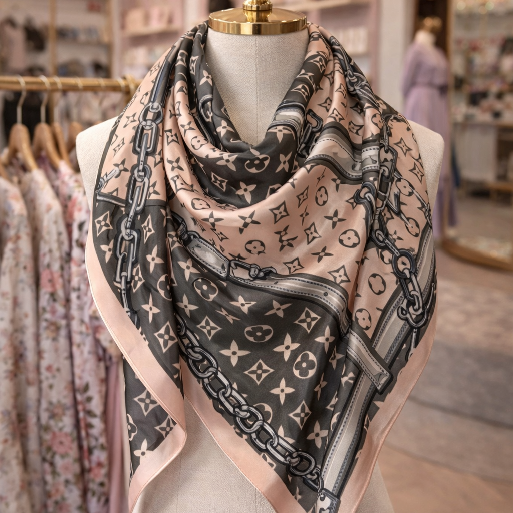 Pink Chain Detail Scarf