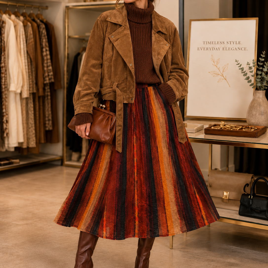 Amber - Striped Midi Skirt