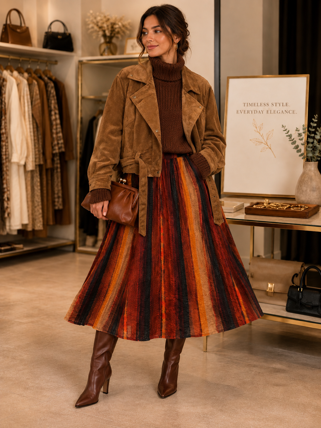Amber - Striped Midi Skirt