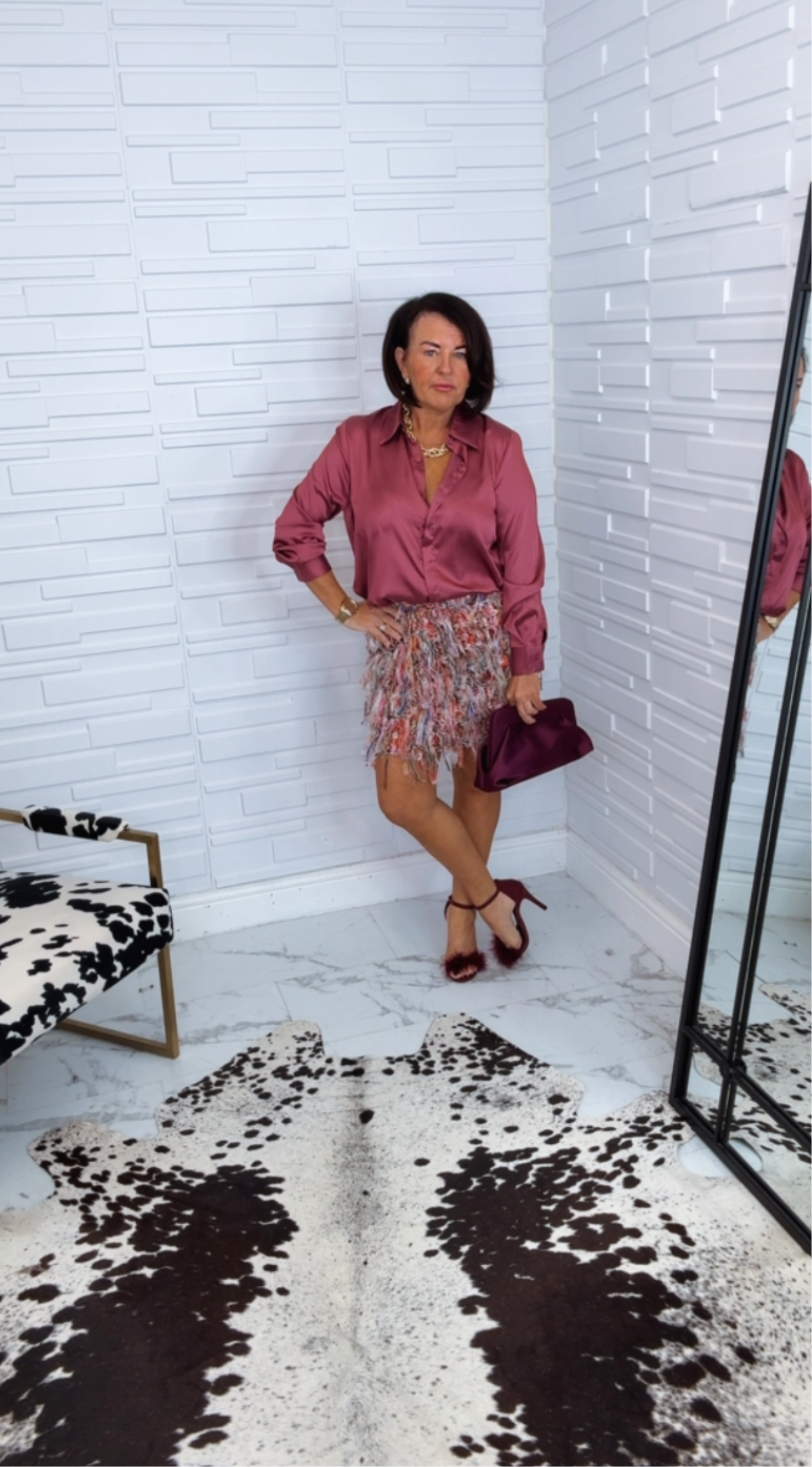 “Yaz” Multi Coloured Textured Skirt