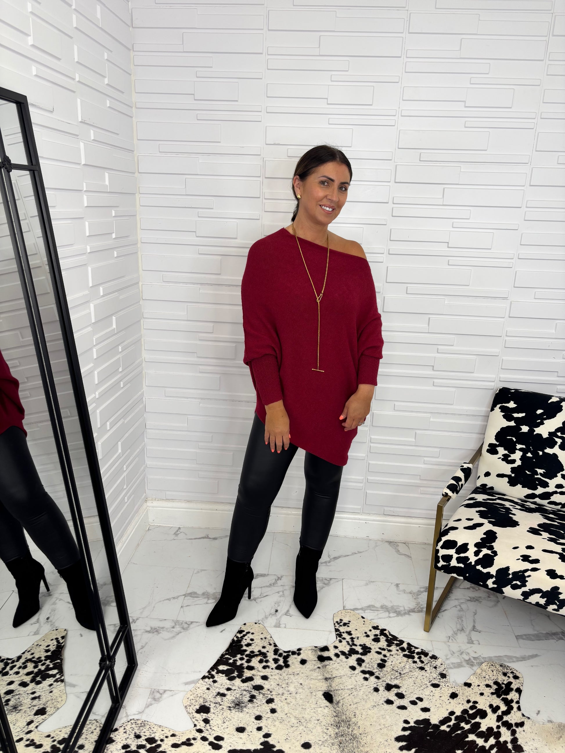 “Ainsley” Asymetric Fine Knit Jumper