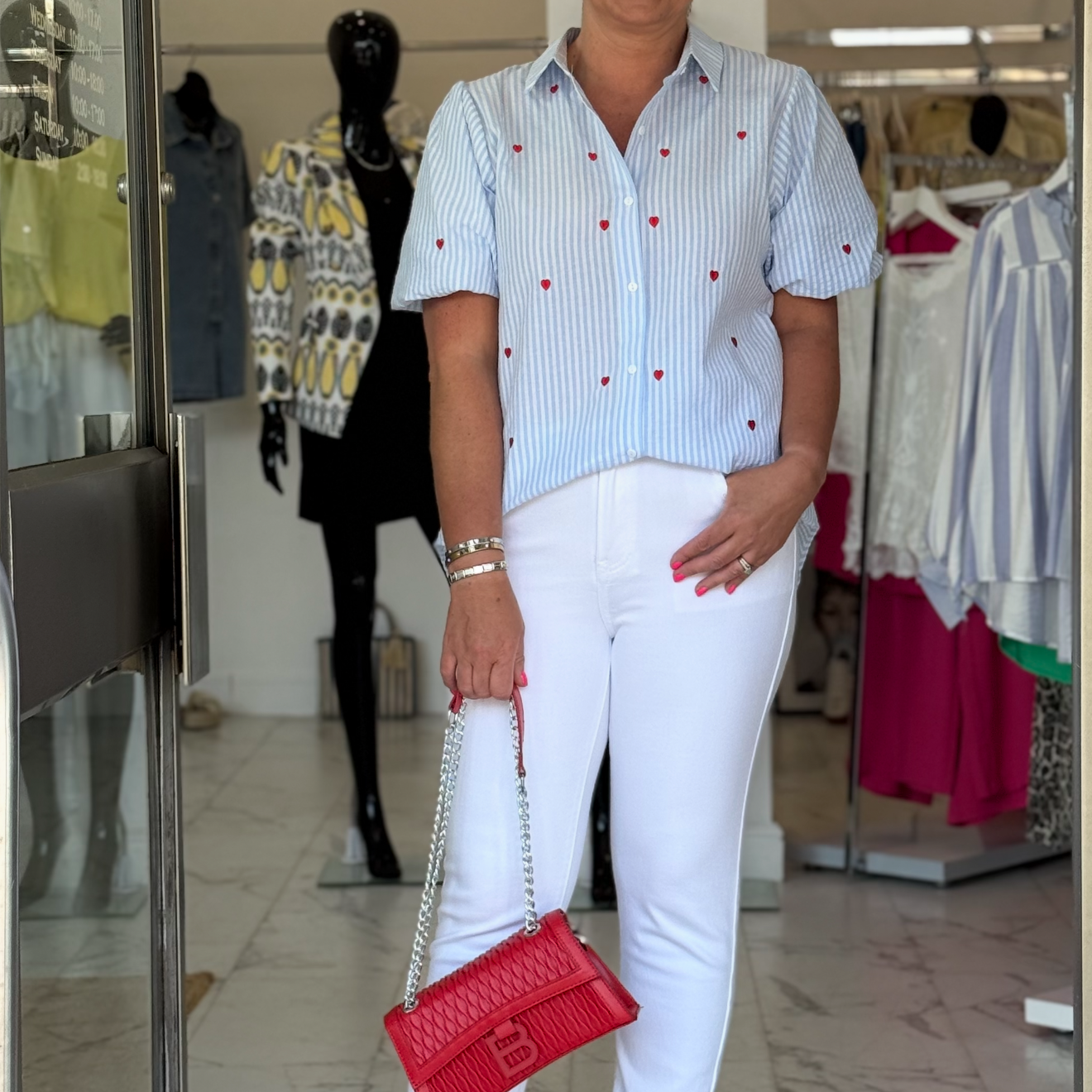 “Hattie” Gingham Heart Shirt