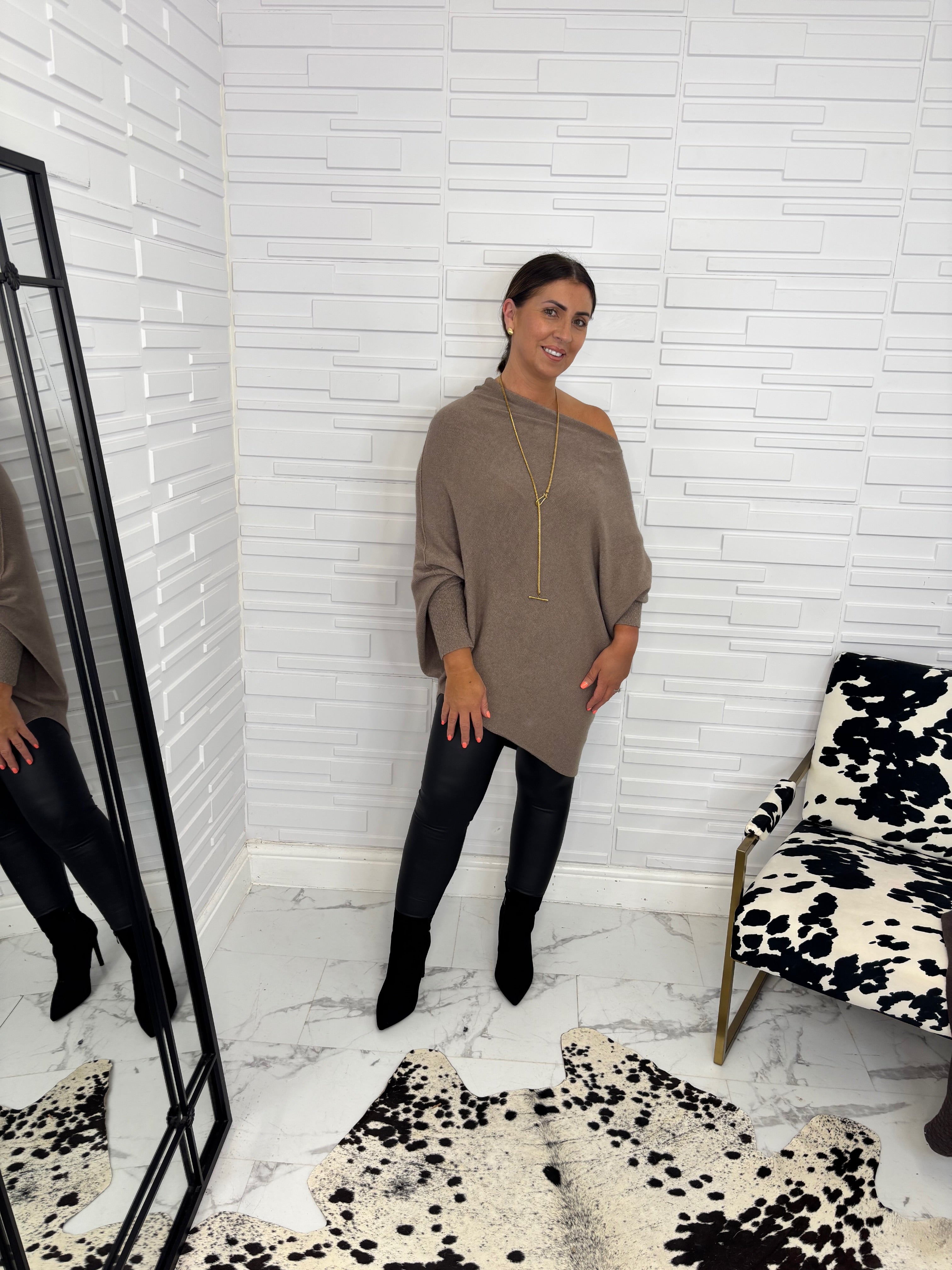 “Ainsley” Asymetric Fine Knit Jumper