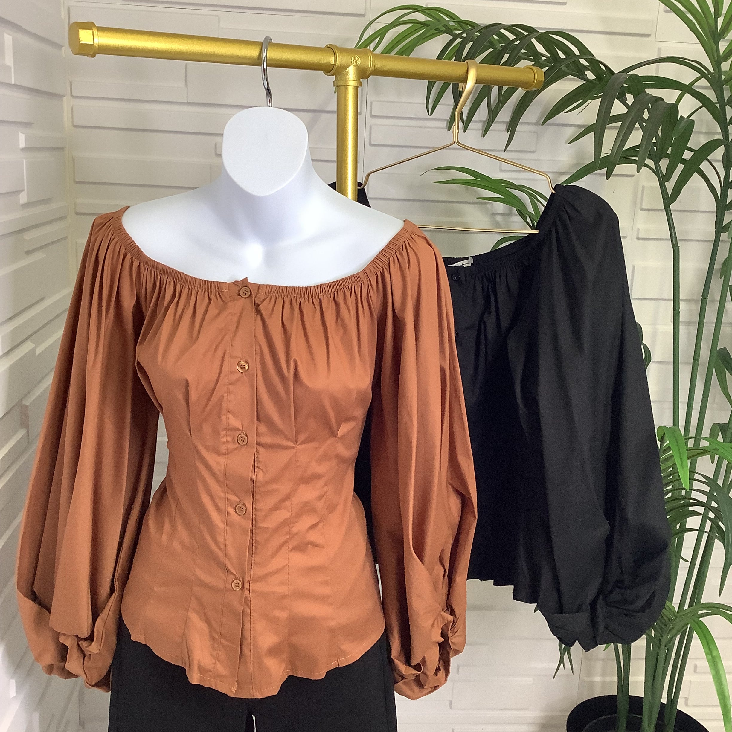 “Rudi” Off Shoulder Ballon Sleeve Top
