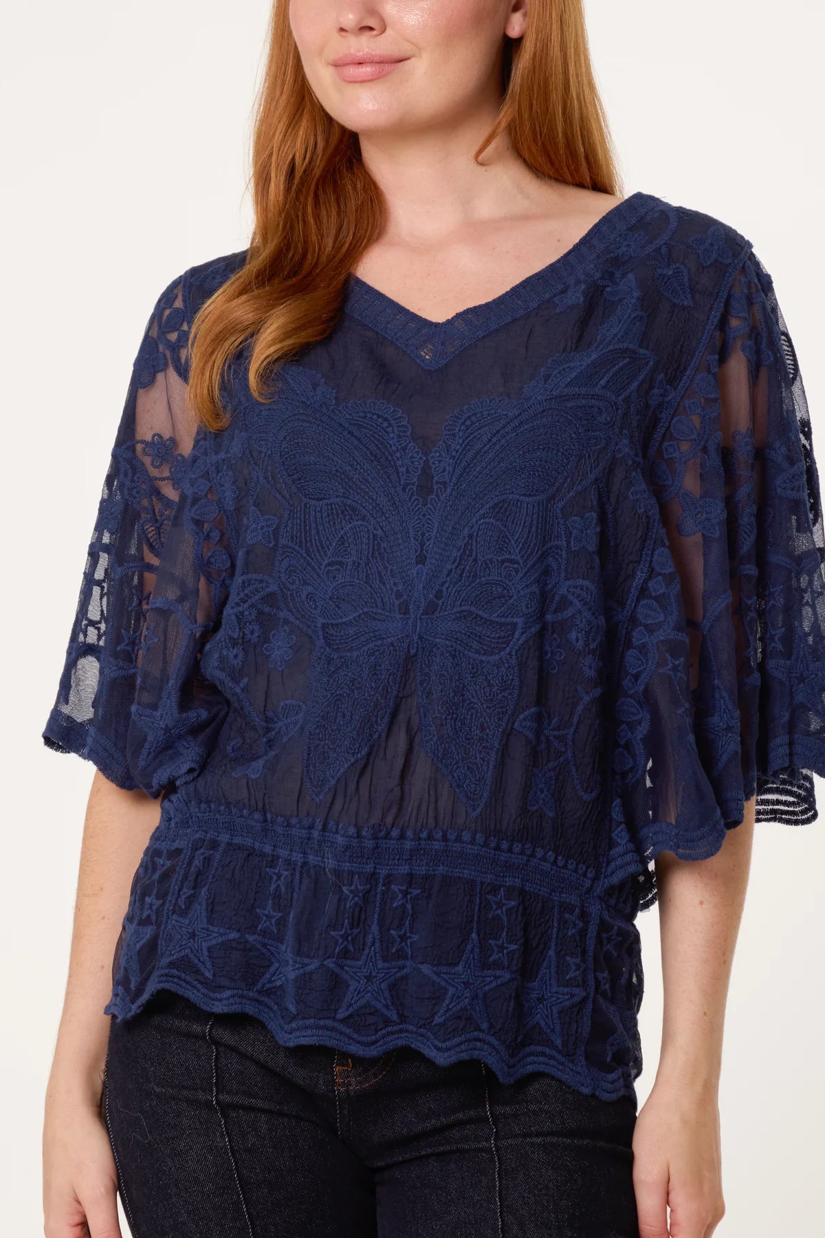 Delicate Lace Butterfly Top